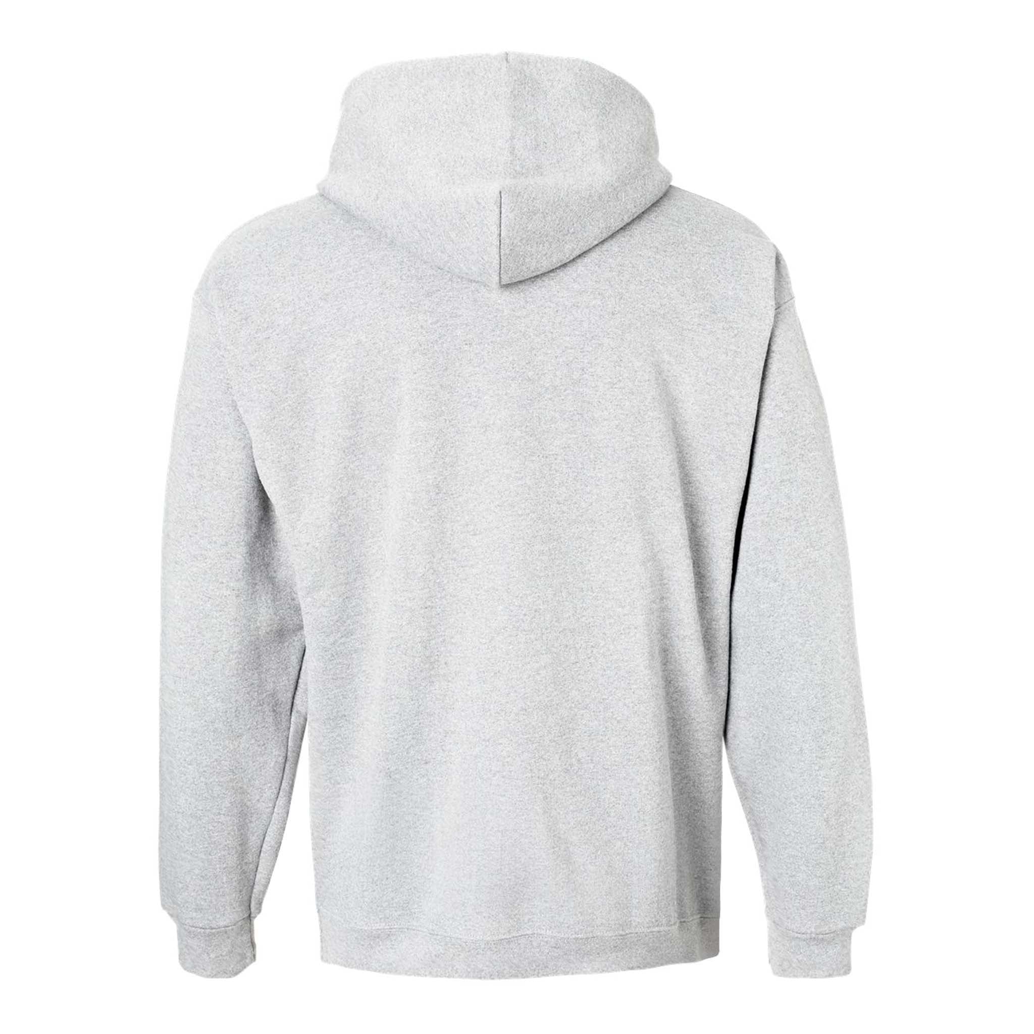 Hanes F170 custom hoodie in ash, back view
