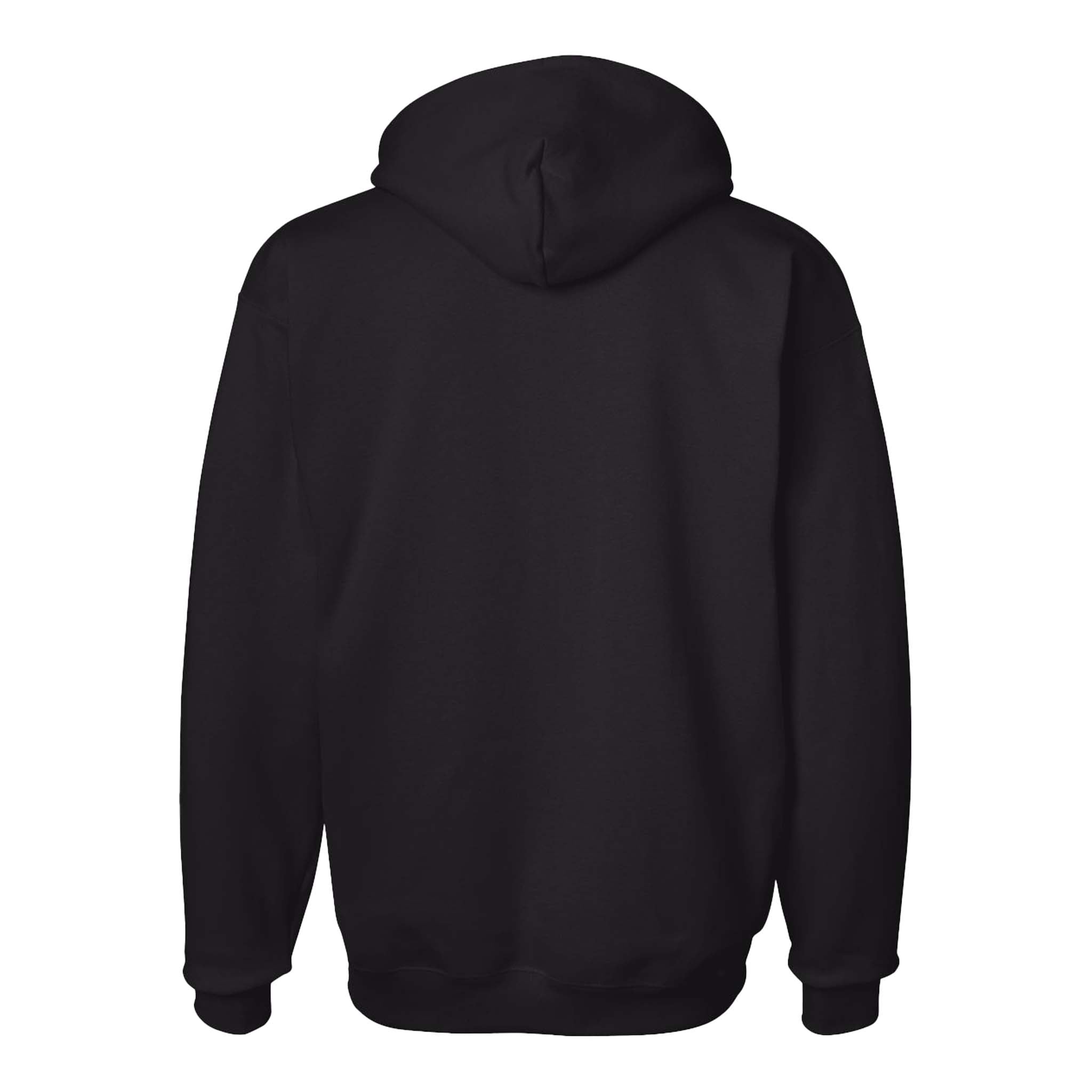 Hanes F170 custom hoodie in black, back view
