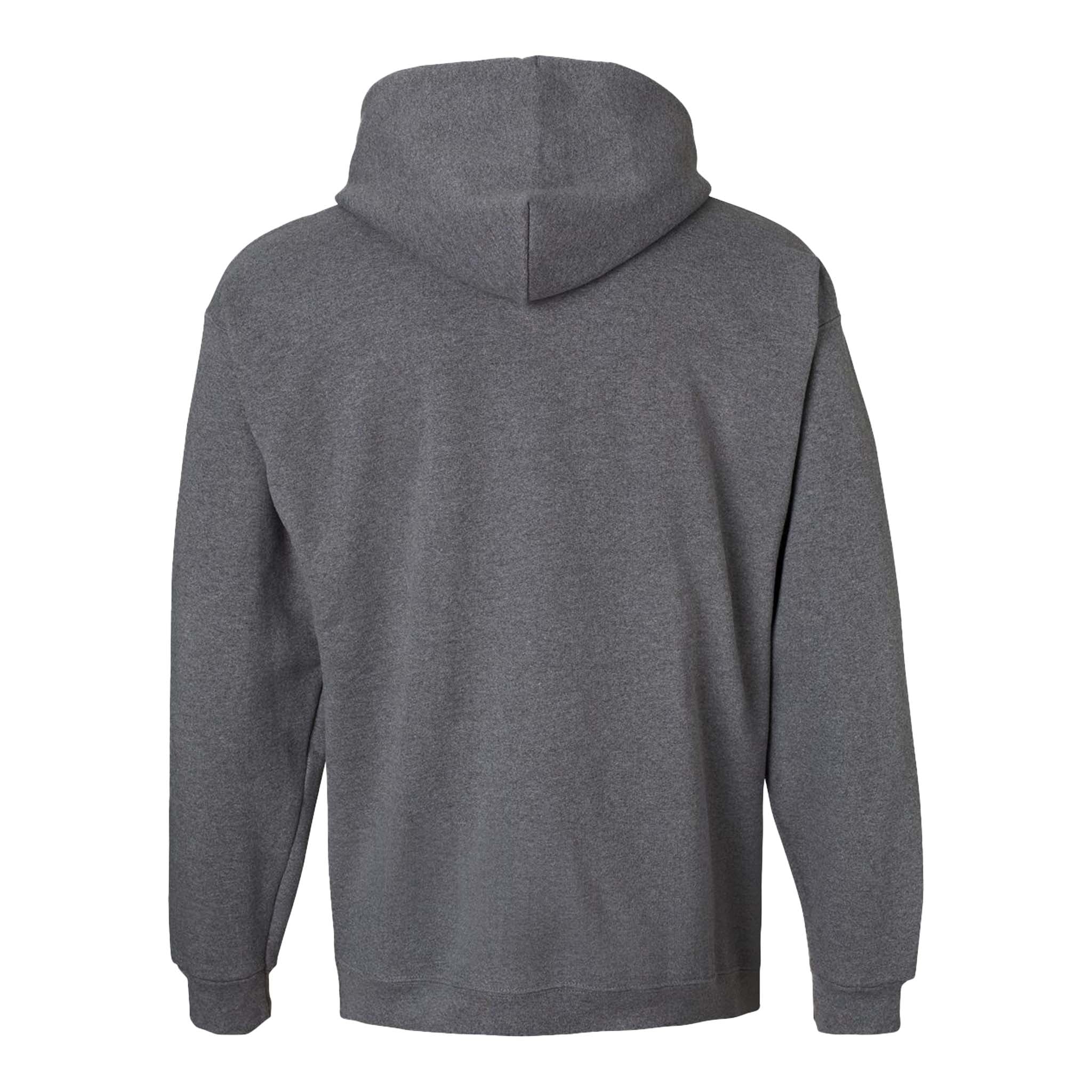 Hanes F170 custom hoodie in charcoal heather, back view