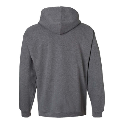 Hanes F170 custom hoodie in charcoal heather, back view