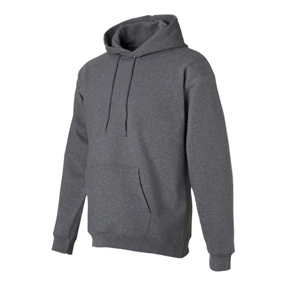 Hanes F170 custom hoodie in charcoal heather, left side view