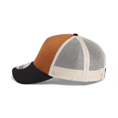 Left side view of Imperial 1287 custom hat in buckthorn brown, black and stone