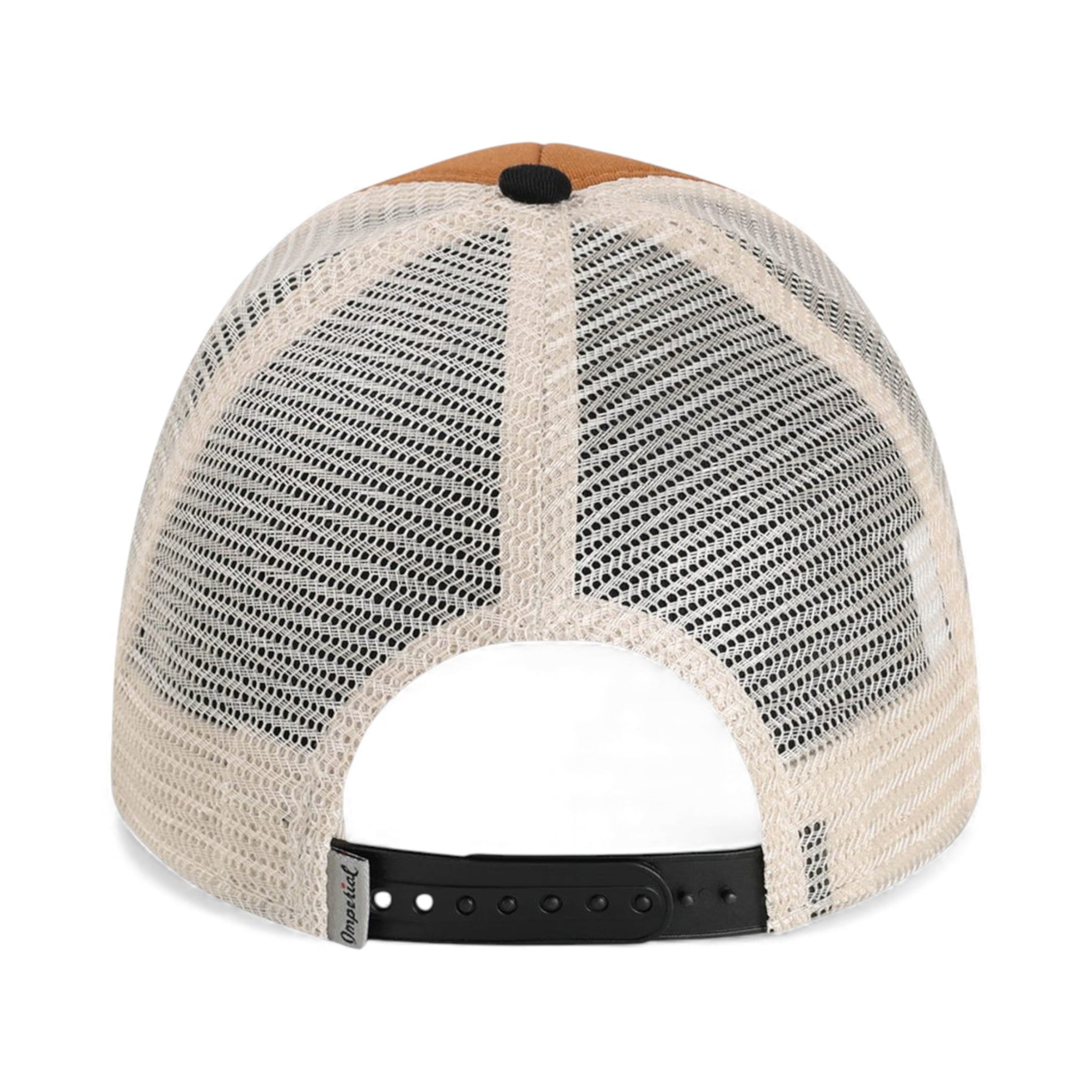 Back view of Imperial 1287 custom hat in buckthorn brown, black and stone