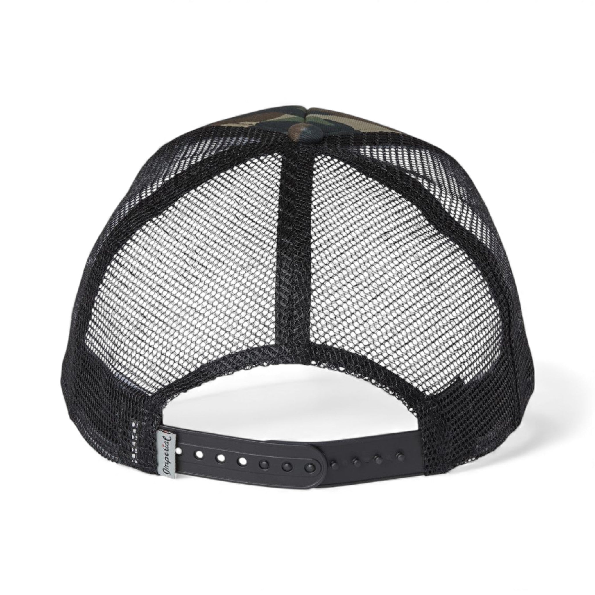 Back view of Imperial 1287 custom hat in camo and black