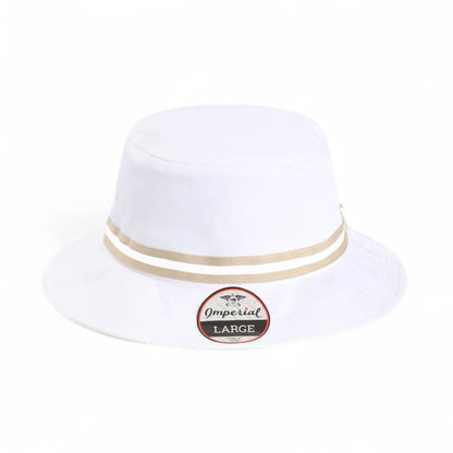 Front view of Imperial 1371P custom hat in white and khaki