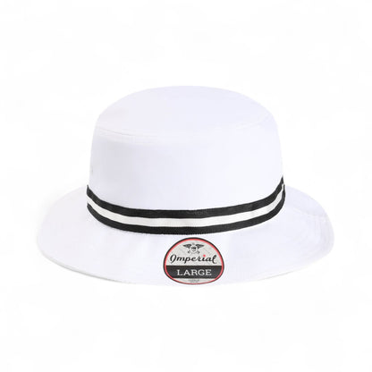 Front view of Imperial 1371P custom hat in white and black