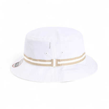 Left side view of Imperial 1371P custom hat in white and khaki