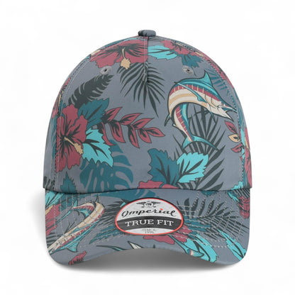 Front view of Imperial 4072 custom hat in blue coast