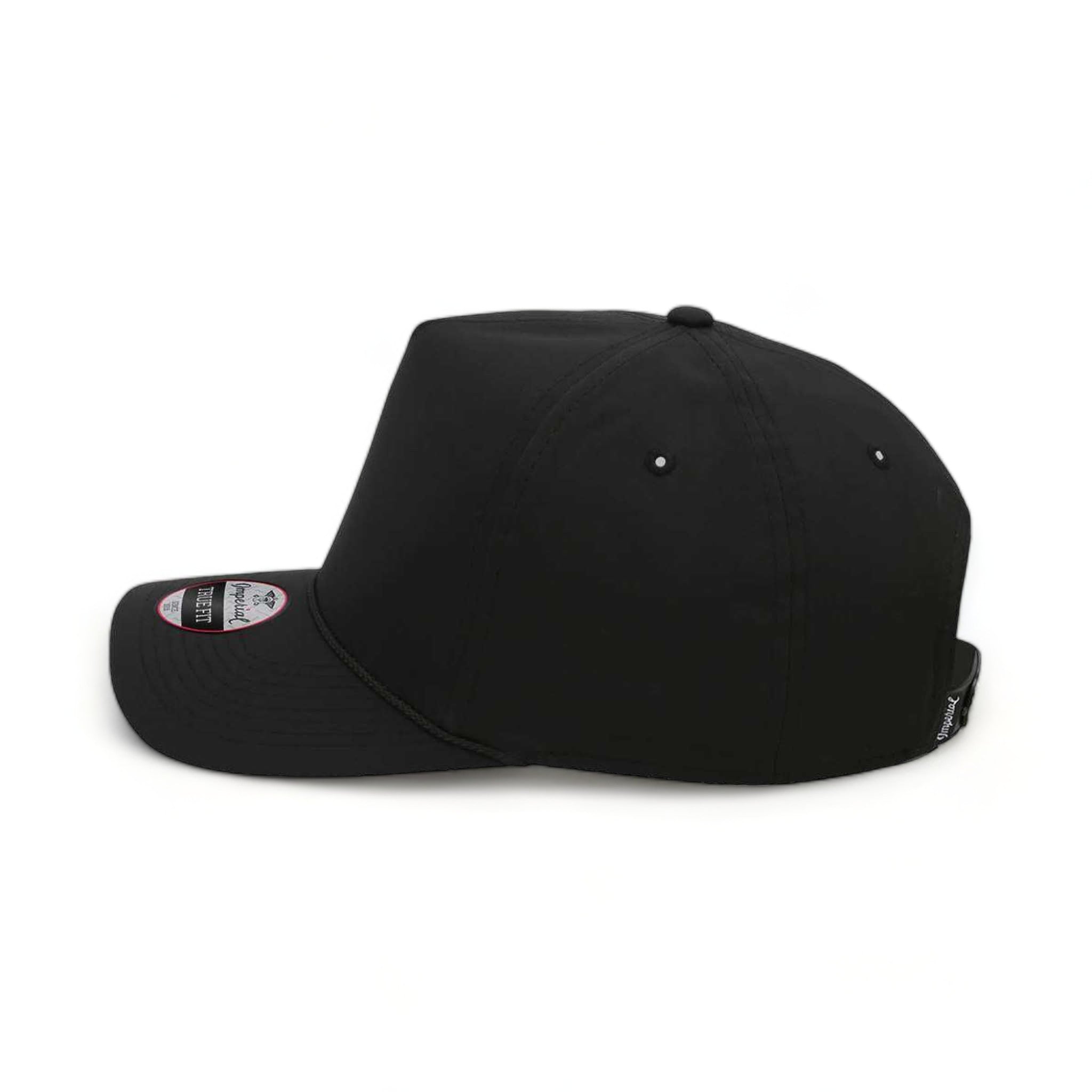Side view of Imperial 5054 custom hat in black and black