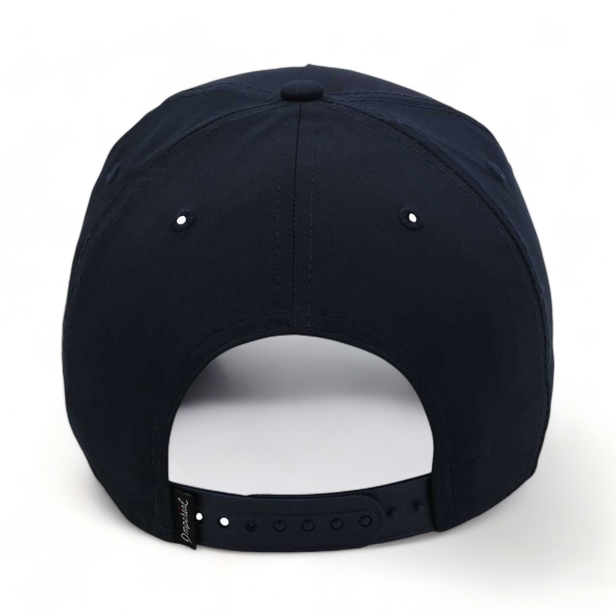 Back view of Imperial 5054 custom hat in navy and light blue
