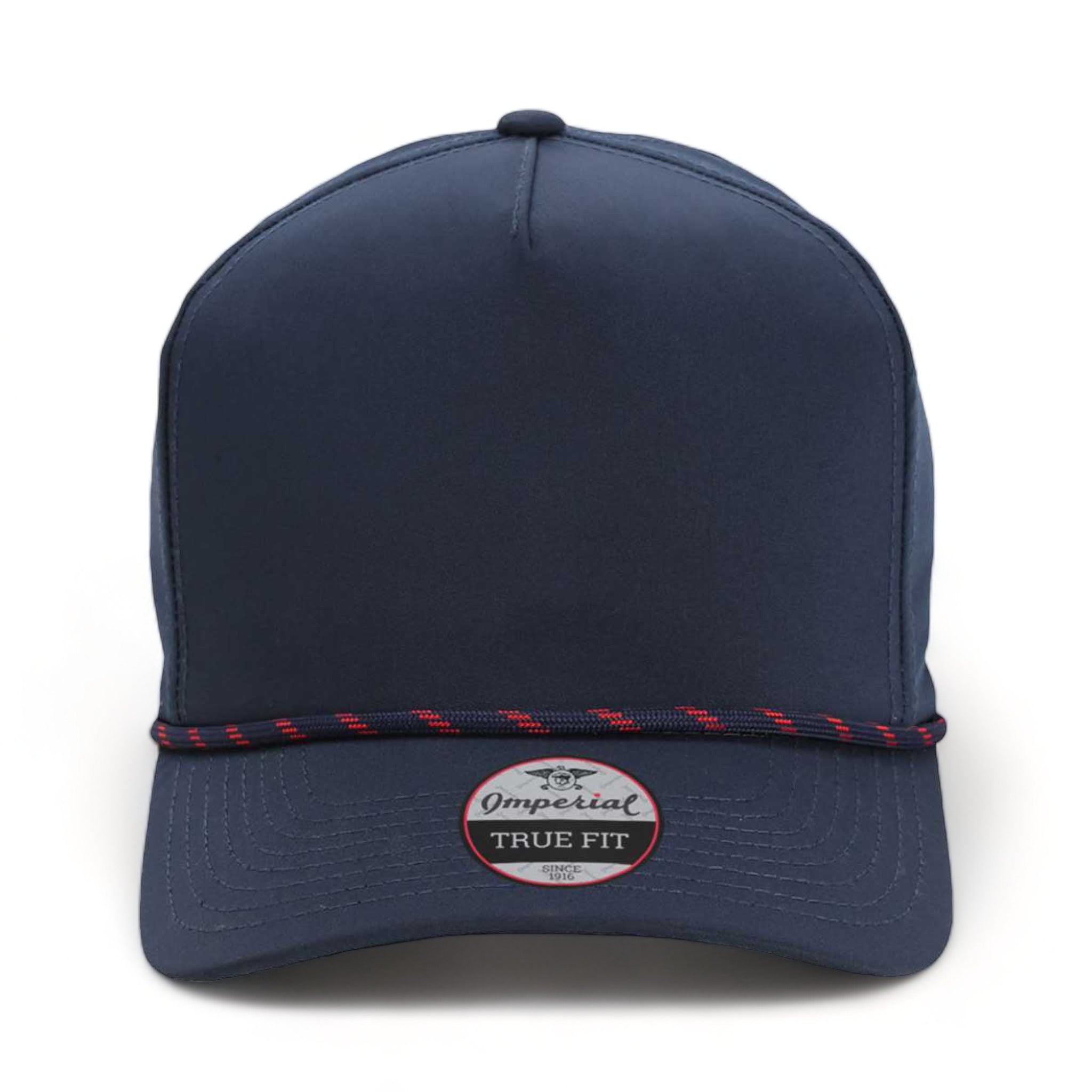 Front view of Imperial 5054 custom hat in navy and navy-red