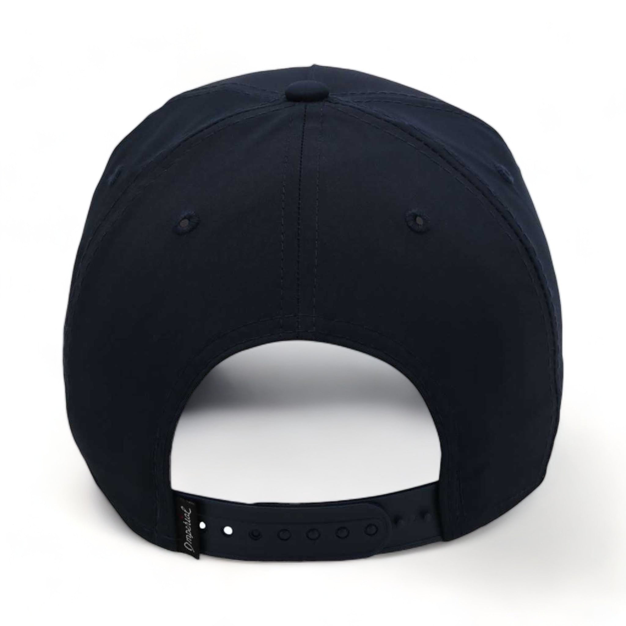 Back view of Imperial 5054 custom hat in navy and white