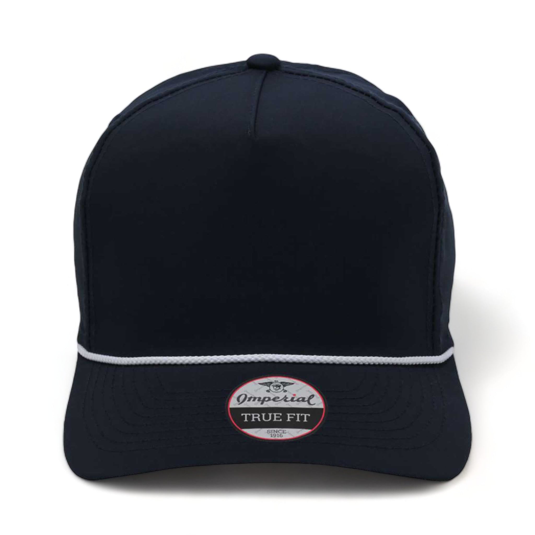 Front view of Imperial 5054 custom hat in navy and white
