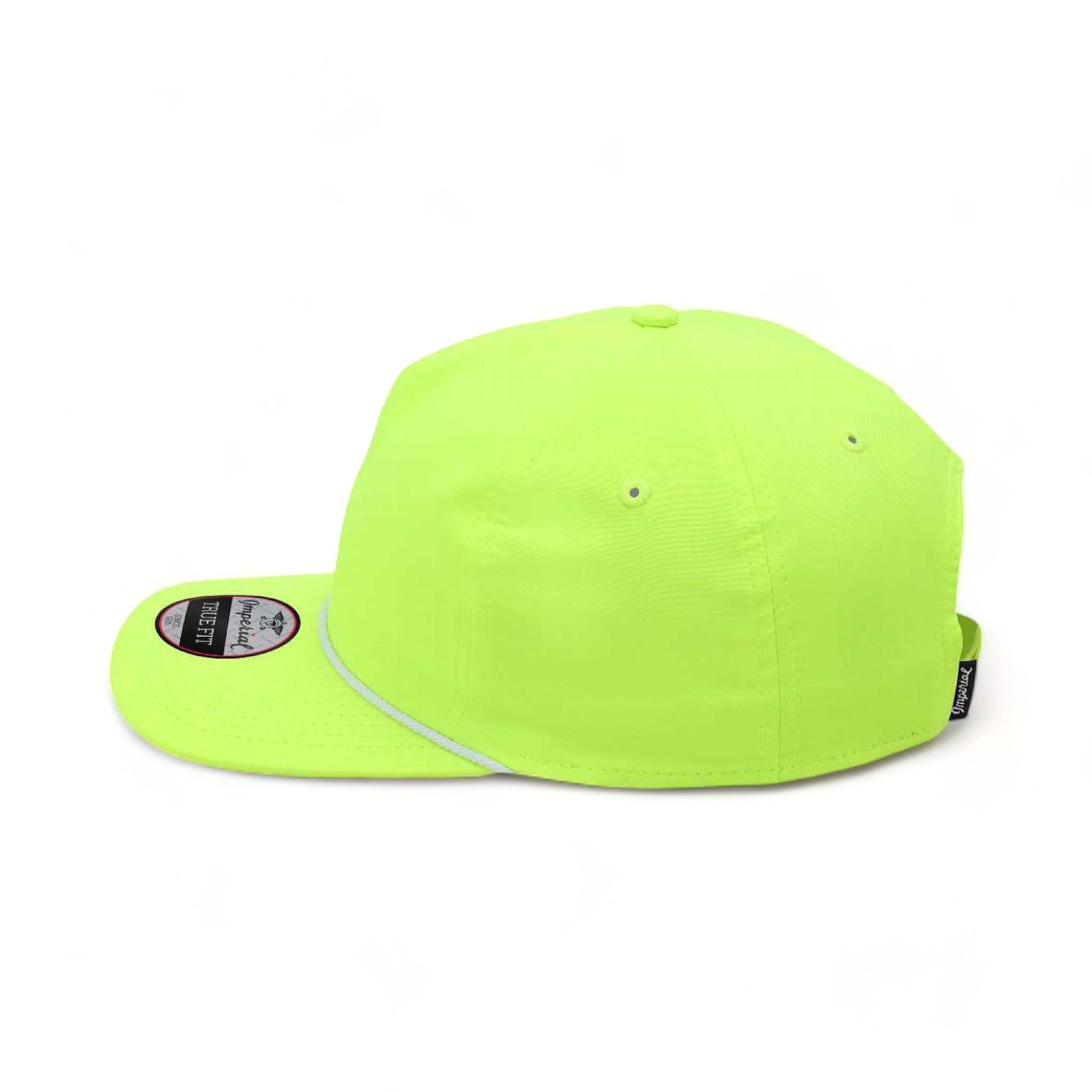 Side view of Imperial 5054 custom hat in neon yellow and white