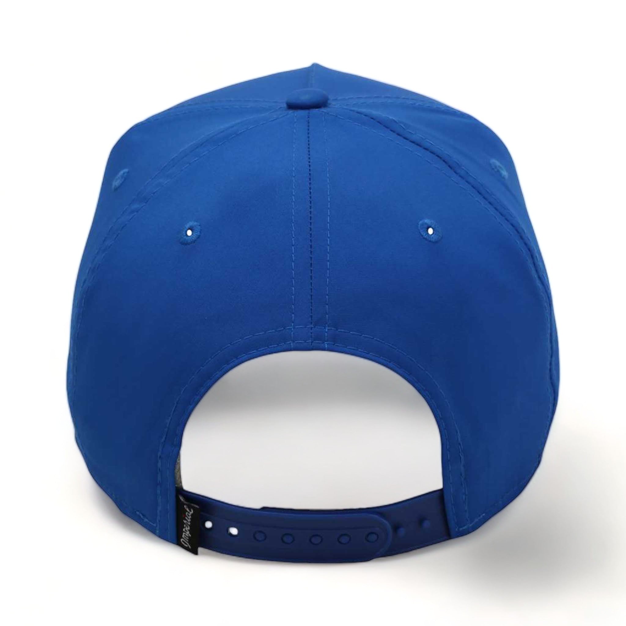 Back view of Imperial 5054 custom hat in royal and white