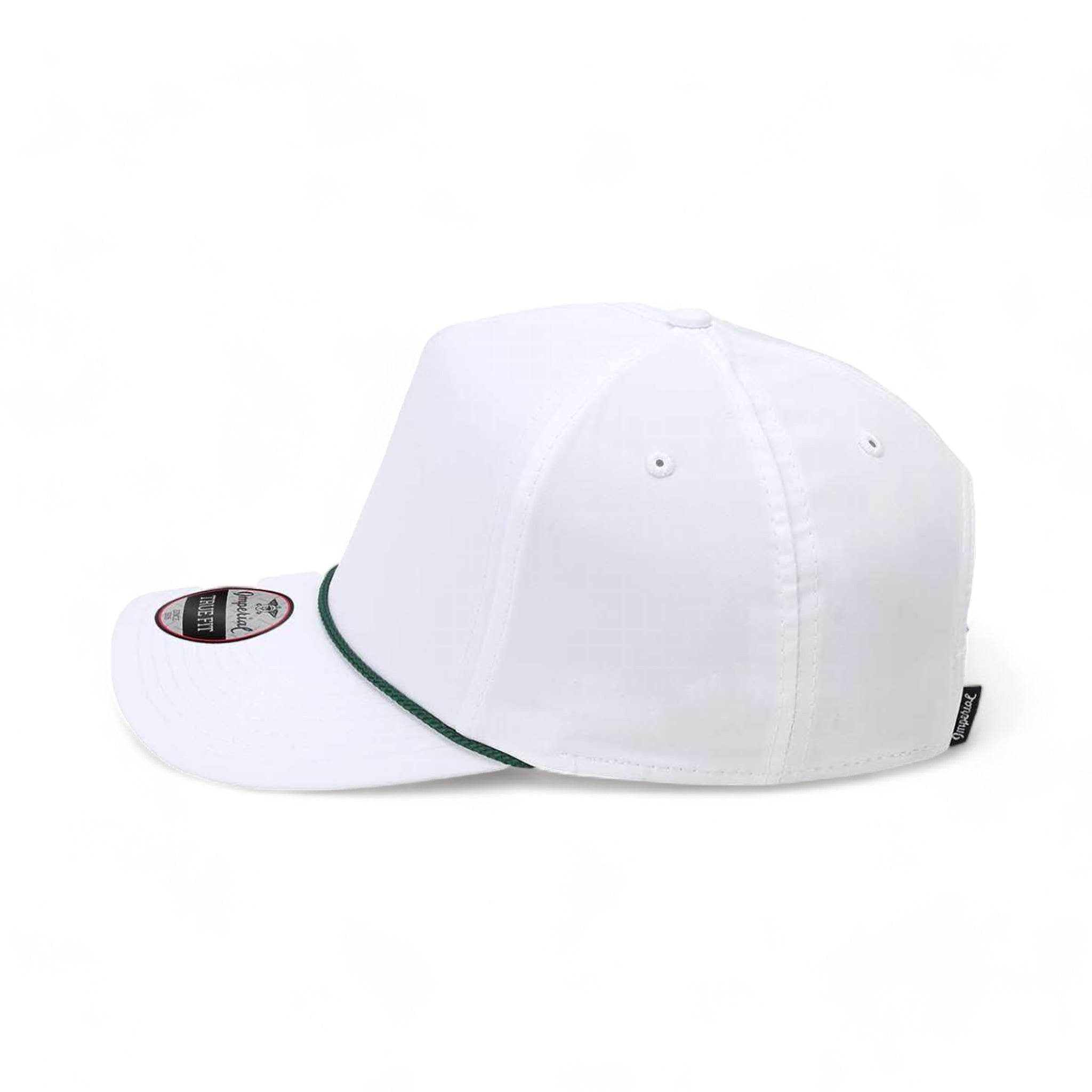 Side view of Imperial 5054 custom hat in white and dark green