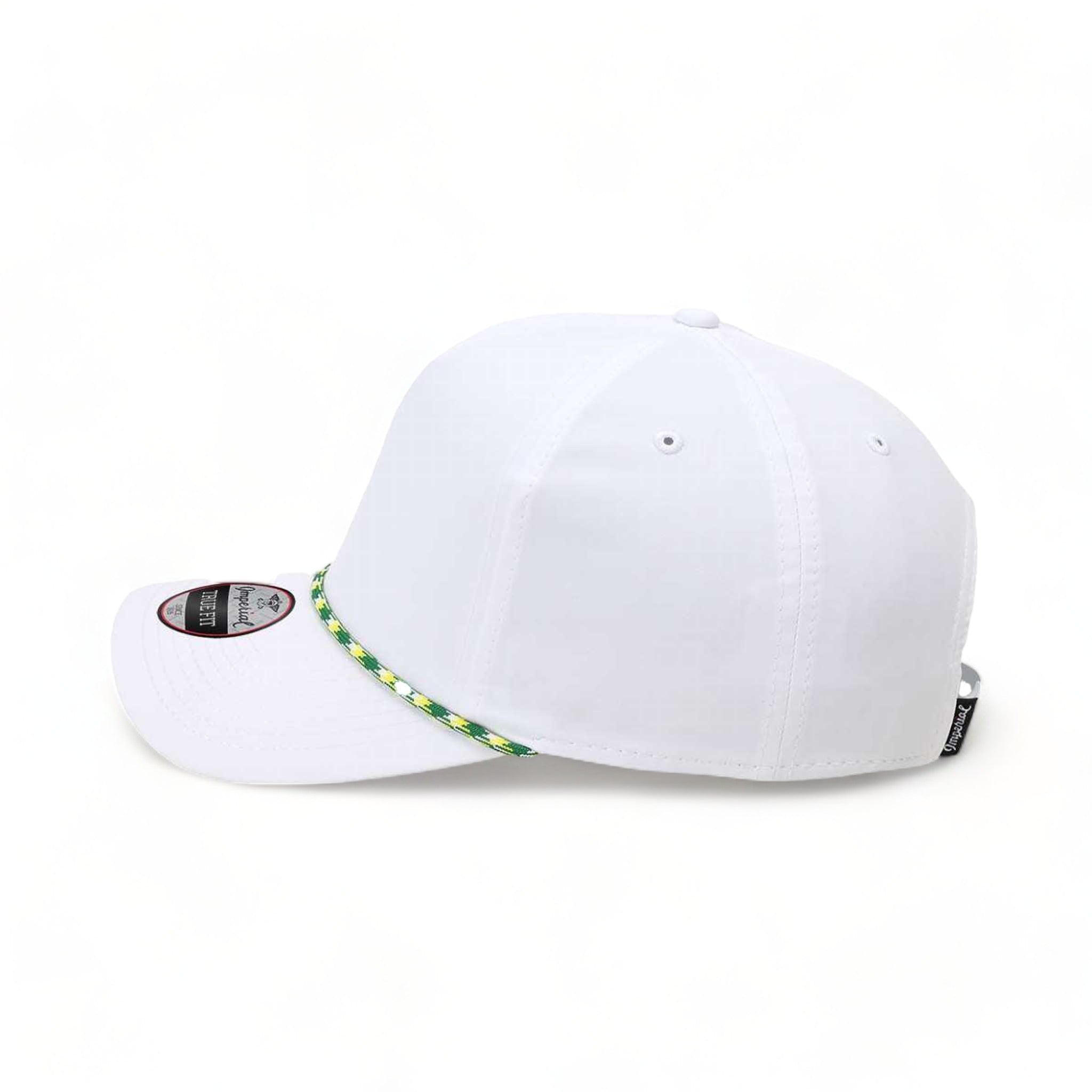 Side view of Imperial 5054 custom hat in white and green-yellow