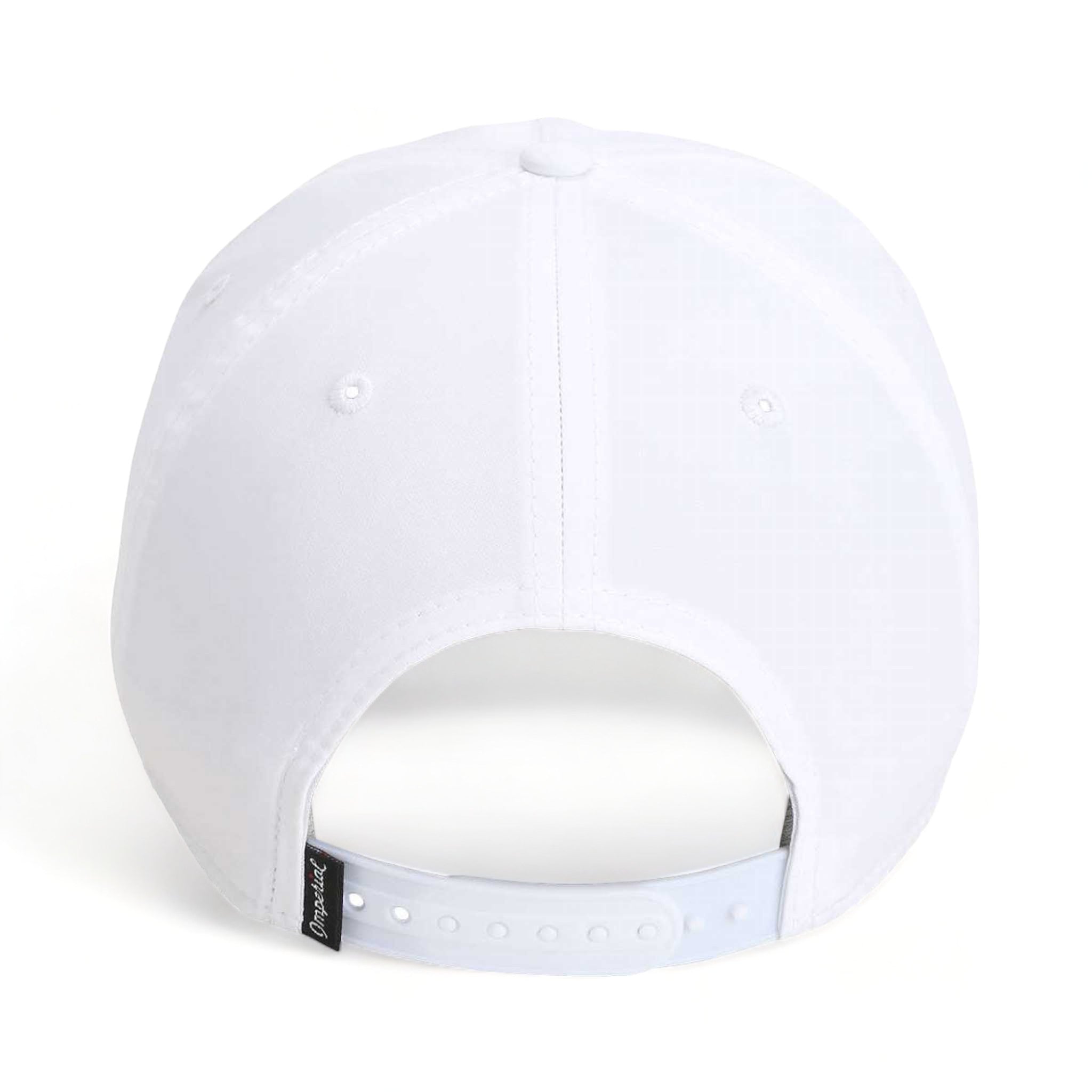 Back view of Imperial 5054 custom hat in white and metallic gold