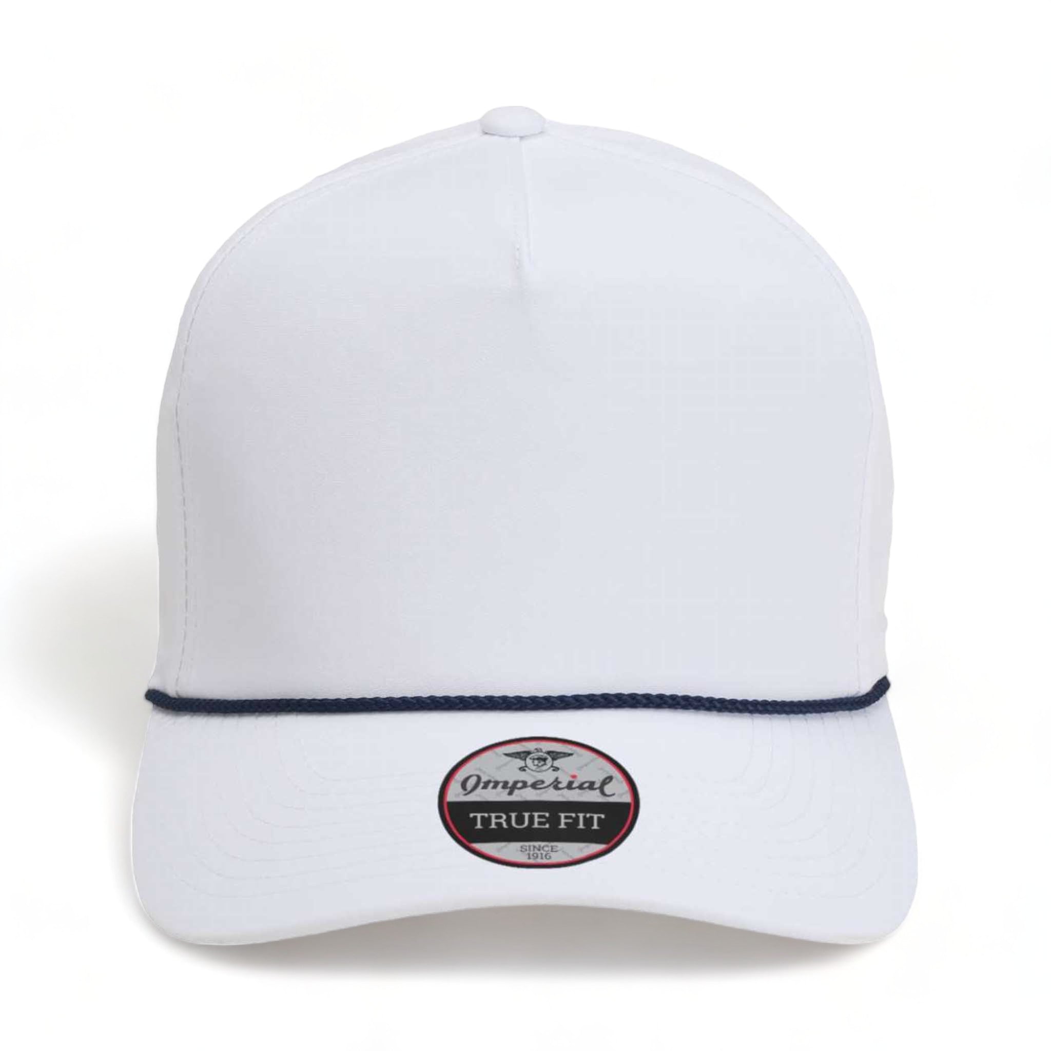 Front view of Imperial 5054 custom hat in white and navy