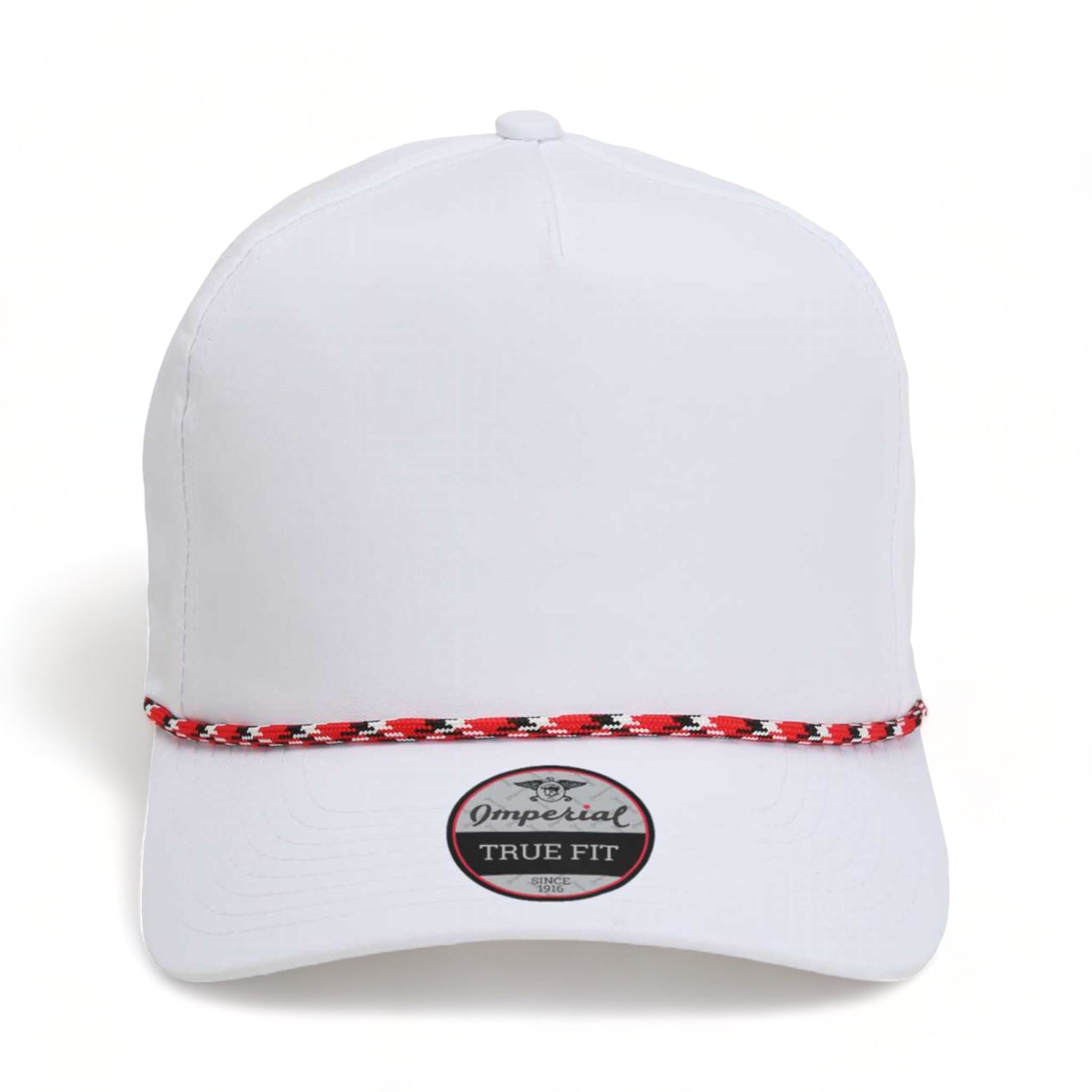 Front view of Imperial 5054 custom hat in white and red-black