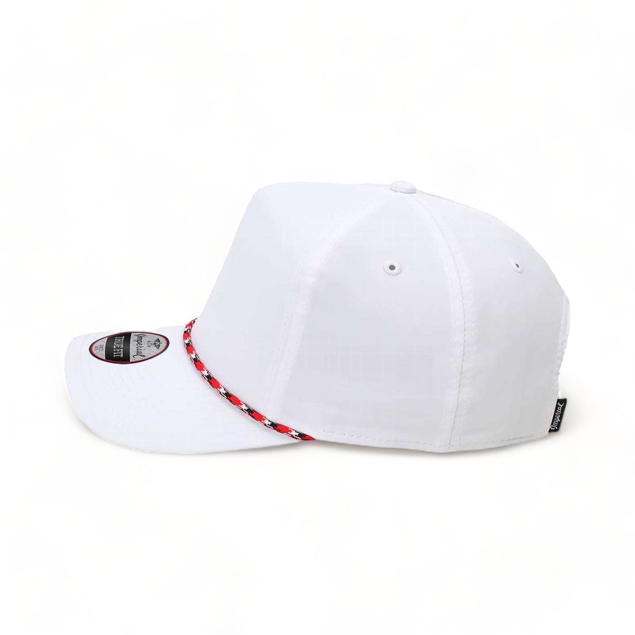 Side view of Imperial 5054 custom hat in white and red-black