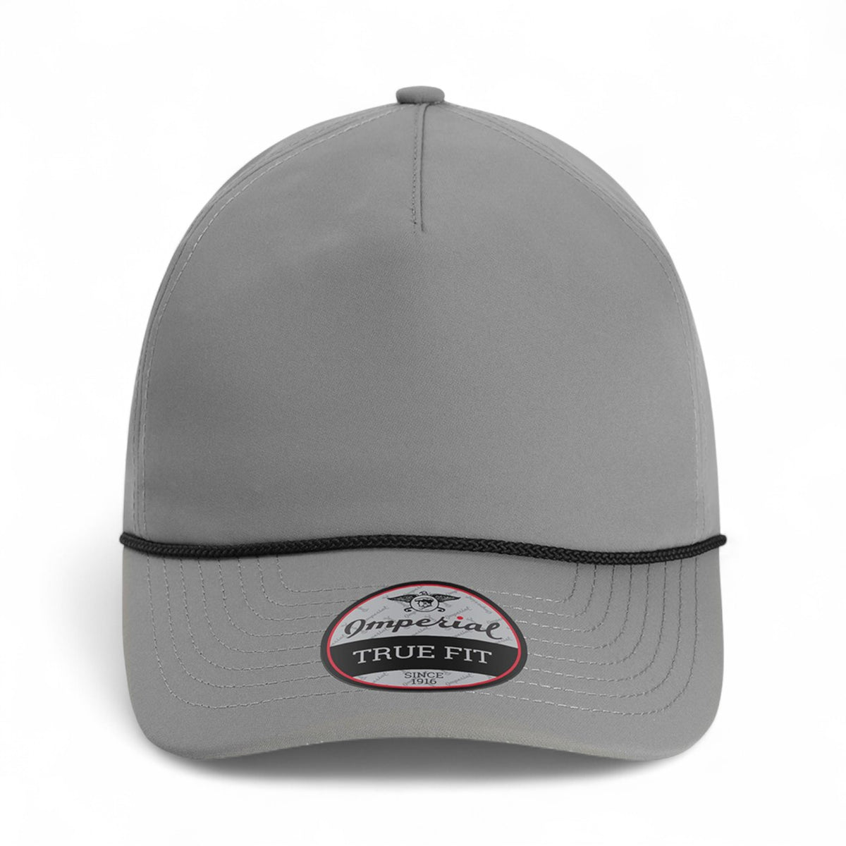 Front view of Imperial 5054U custom hat in grey and black