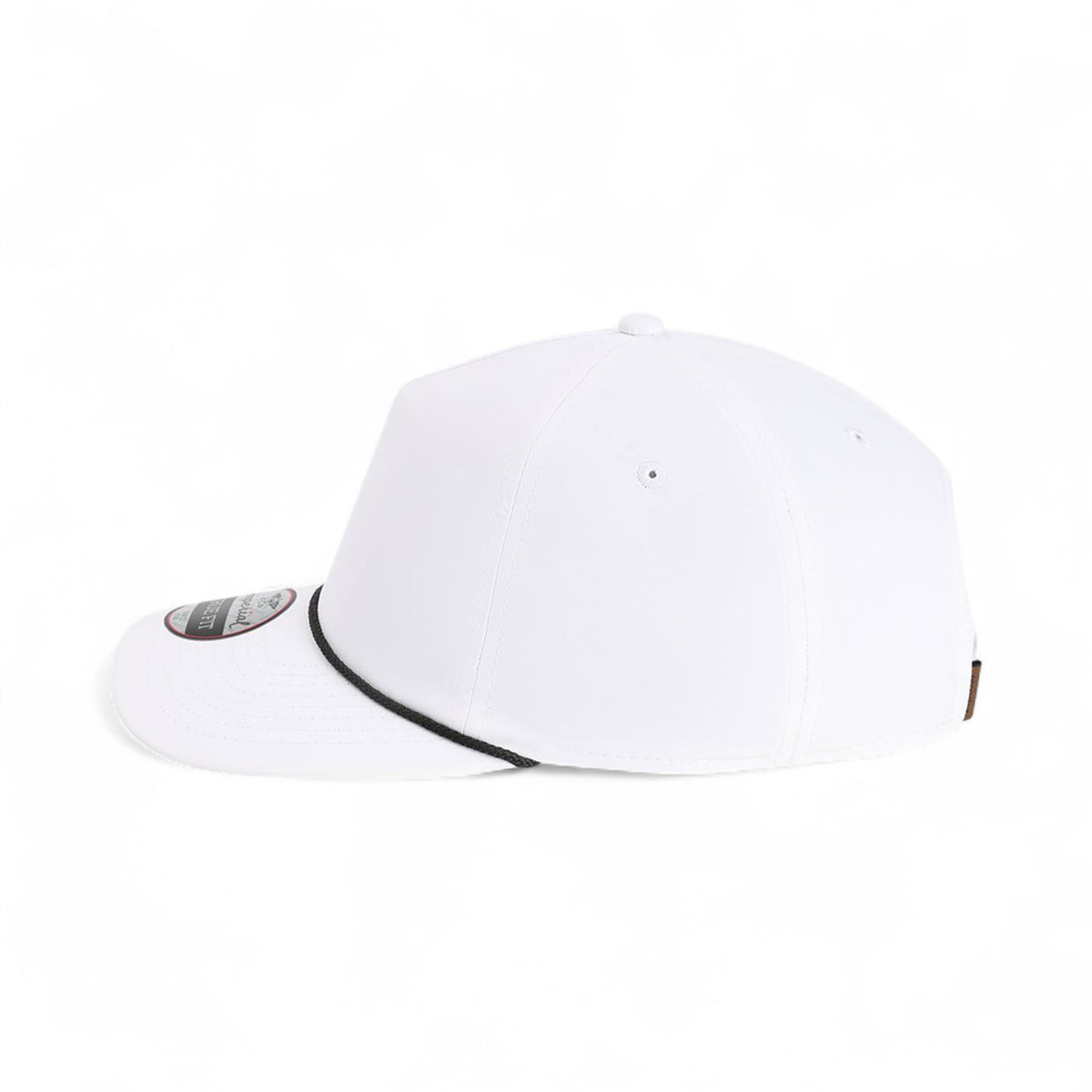 Left side view of Imperial 5054U custom hat in white and black
