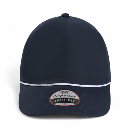 Front view of Imperial 5054U custom hat in navy and white