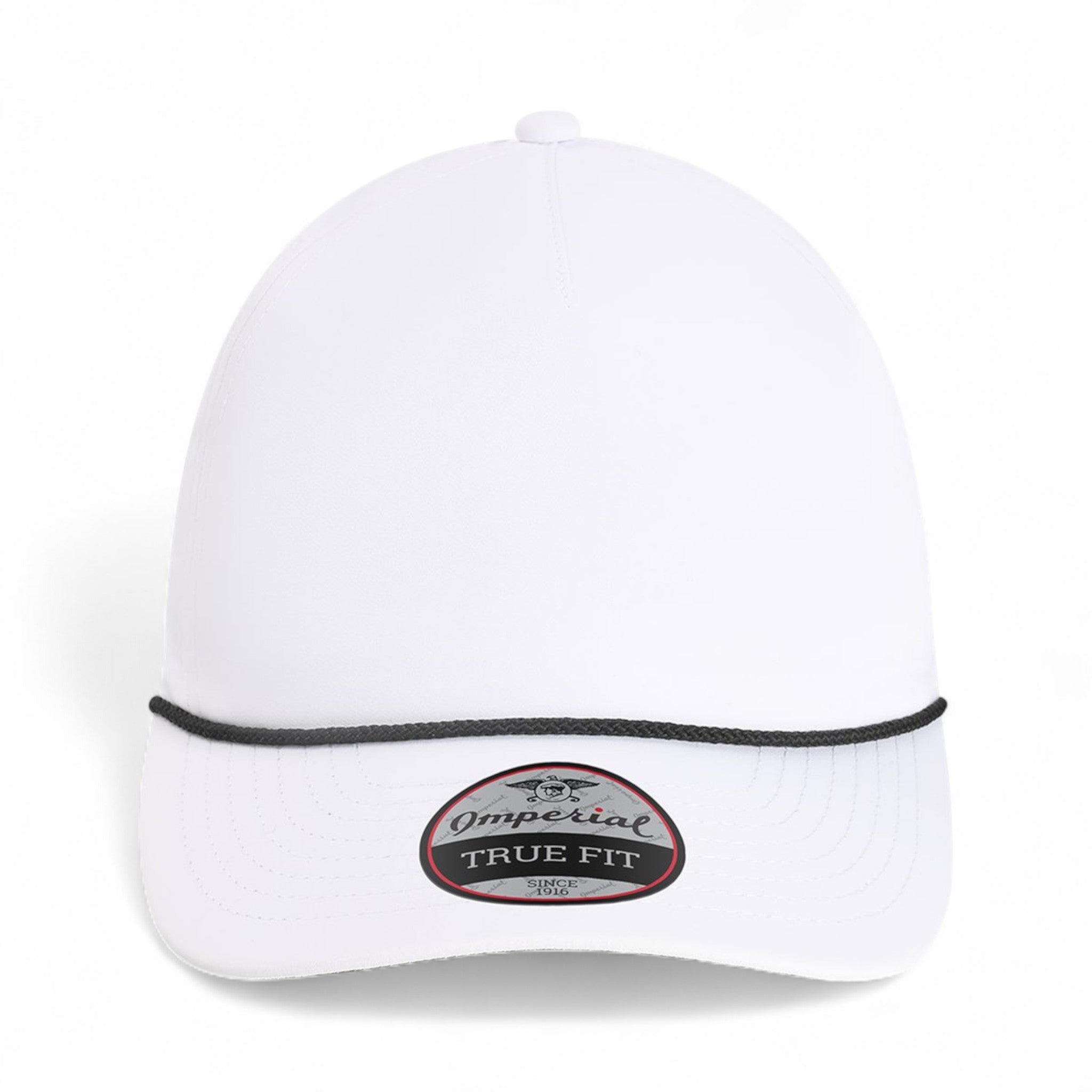 Front view of Imperial 5054U custom hat in white and black