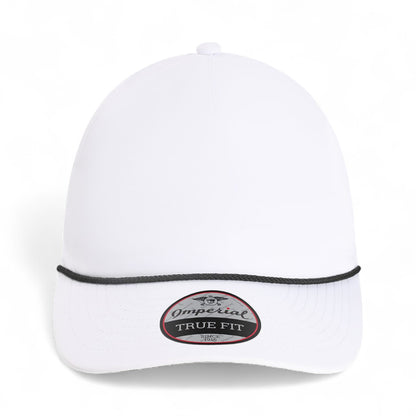Front view of Imperial 5054U custom hat in white and black