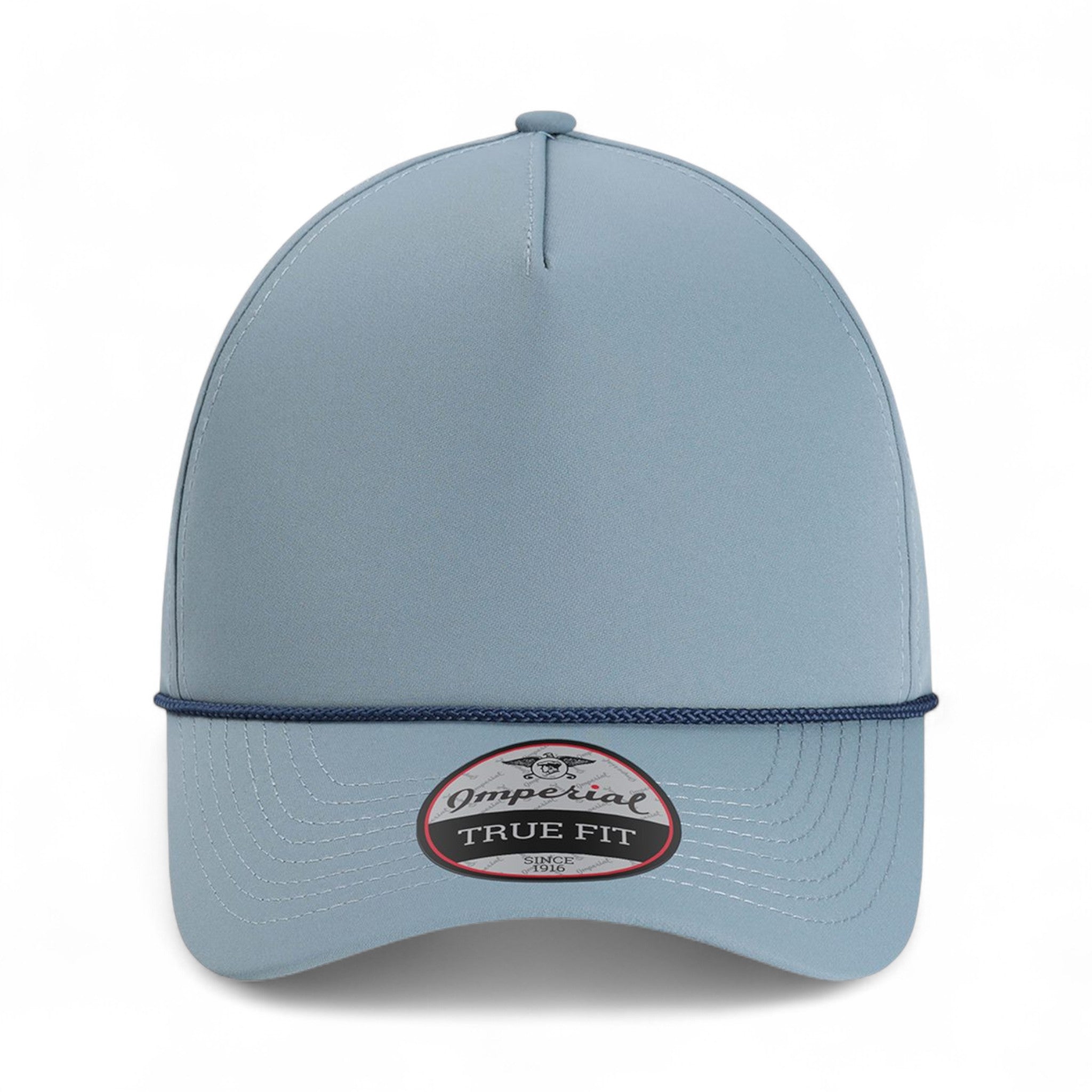Front view of Imperial 5054 custom hat in breaker blue and navy