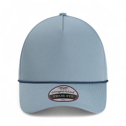 Front view of Imperial 5054 custom hat in breaker blue and navy