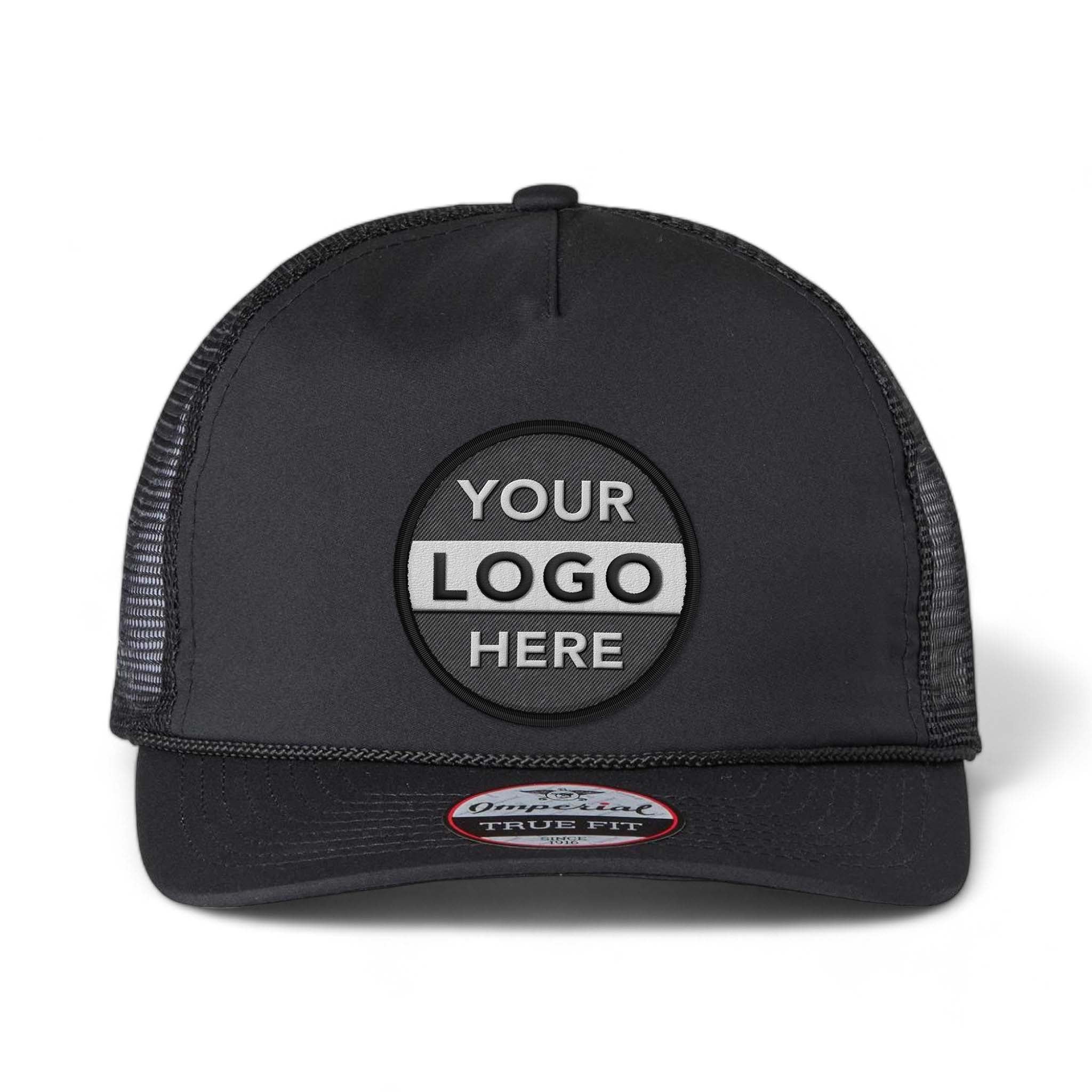 Imperial 5055 custom embroidered patch hat in black black and black