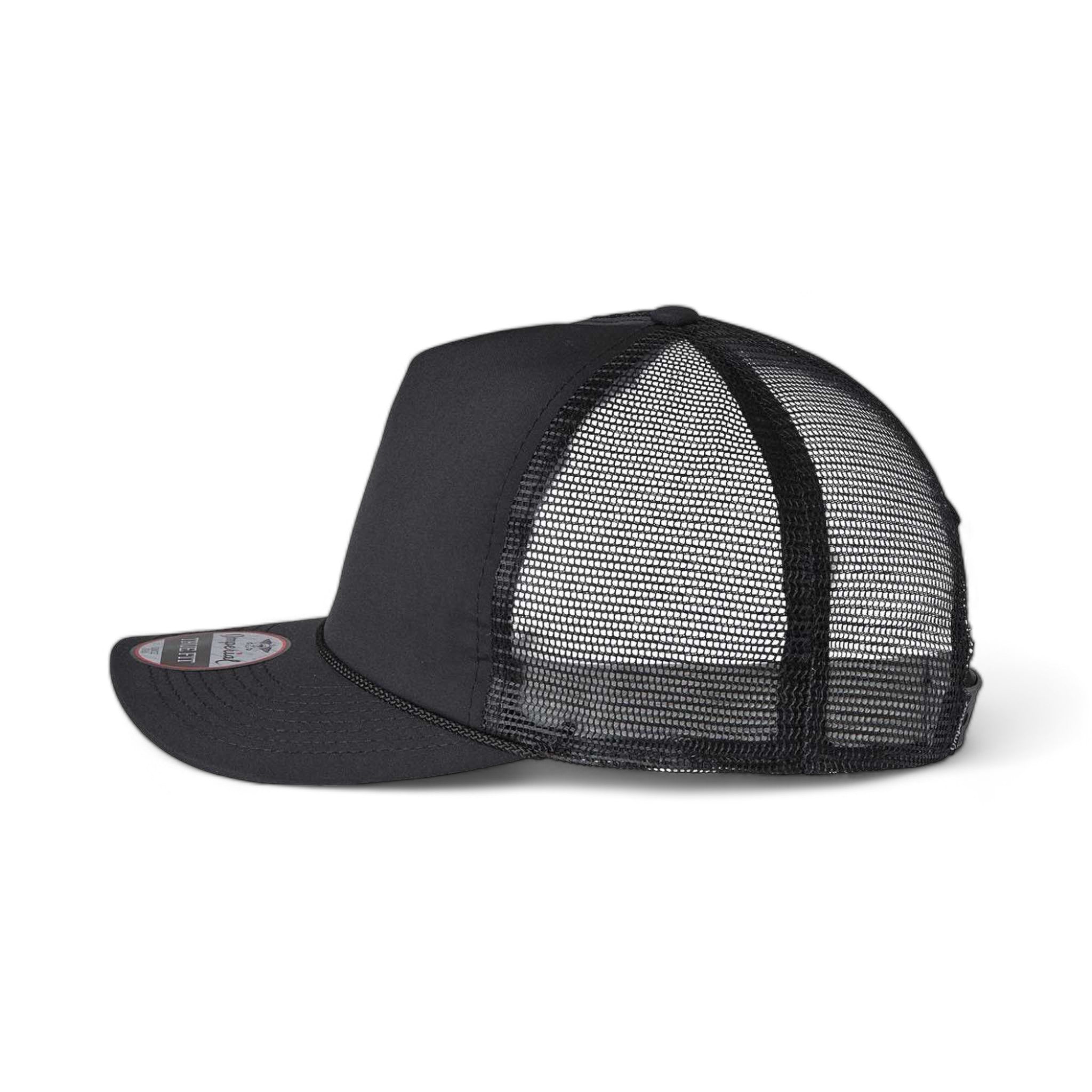 Side view of Imperial 5055 custom hat in black, black and black