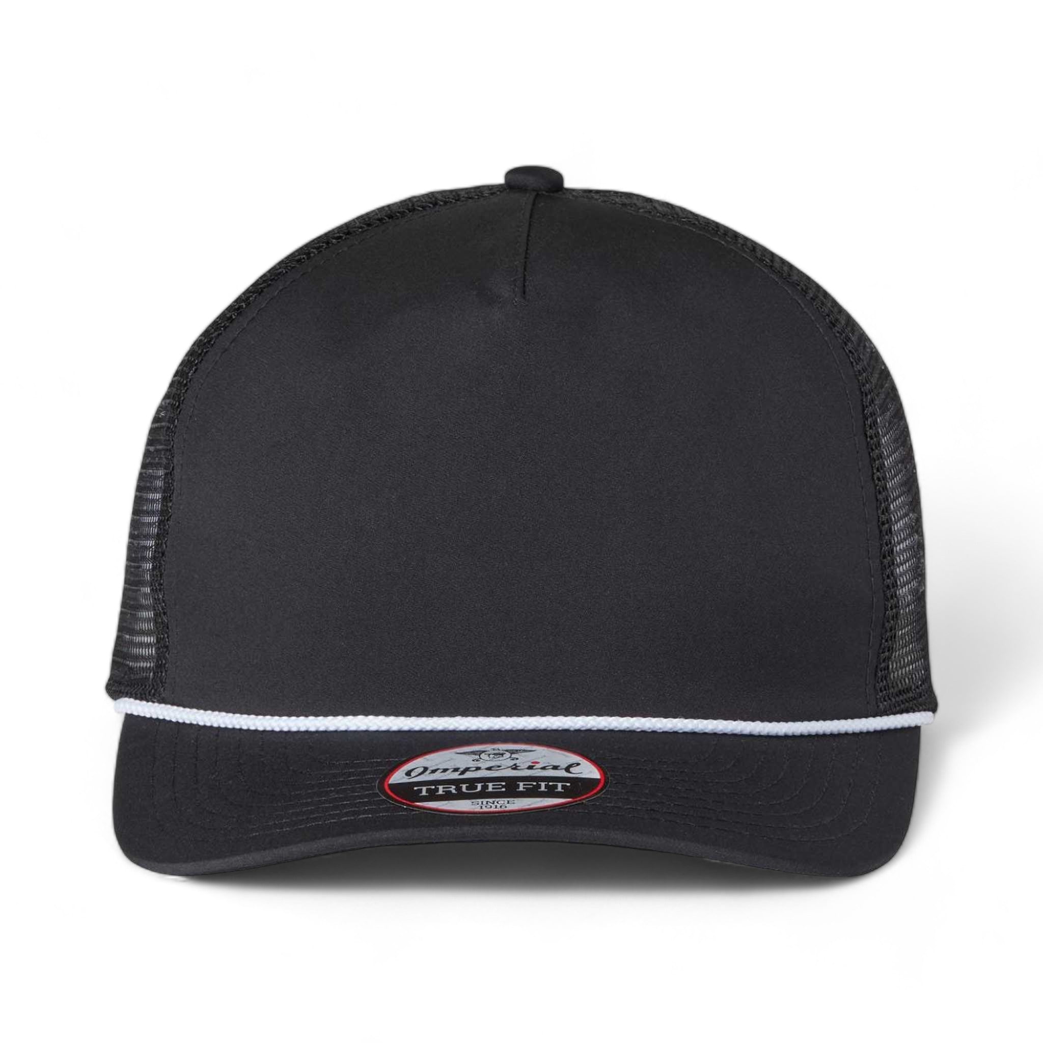 Front view of Imperial 5055 custom hat in black, black and white