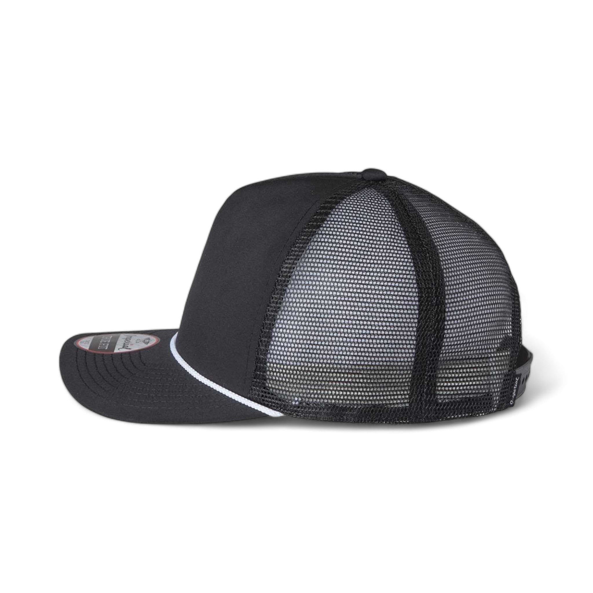 Side view of Imperial 5055 custom hat in black, black and white