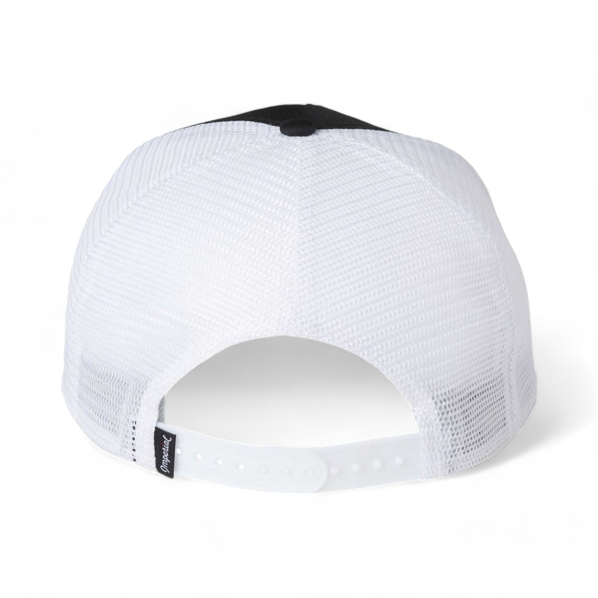 Back view of Imperial 5055 custom hat in black, white and white