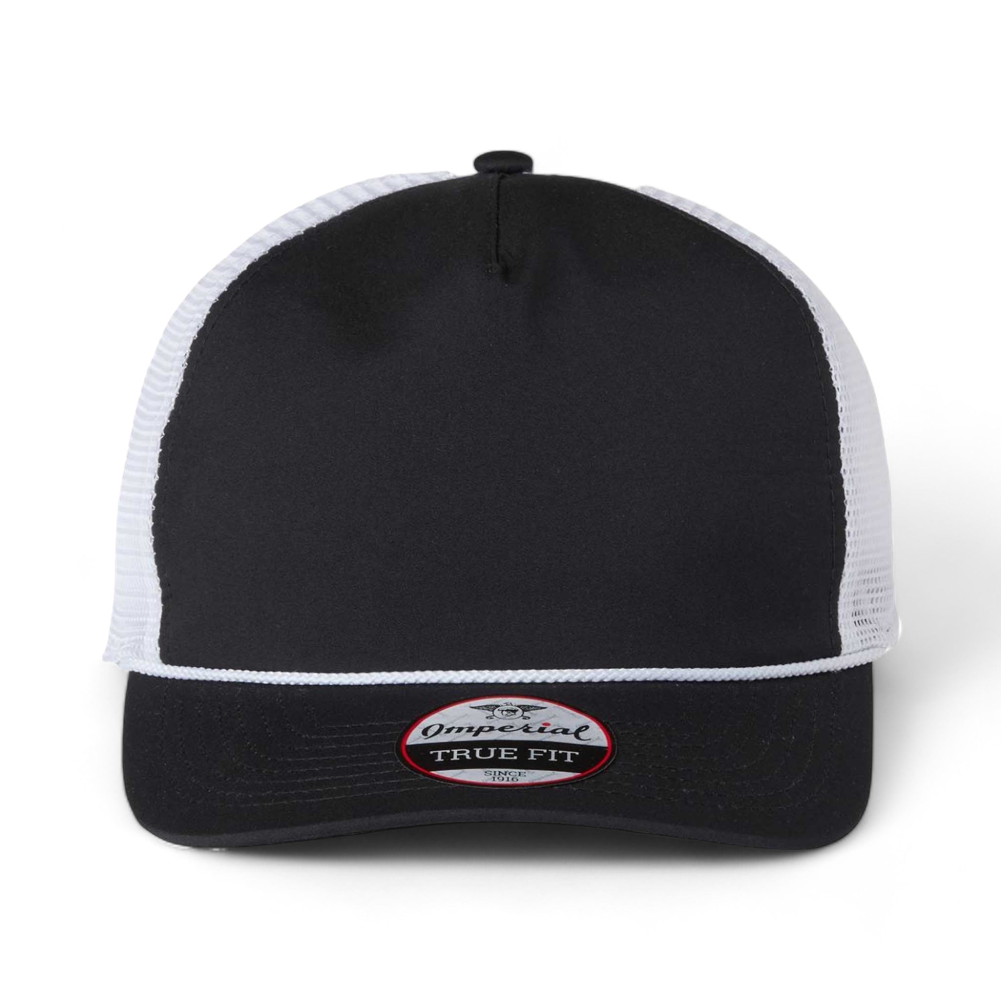 Front view of Imperial 5055 custom hat in black, white and white