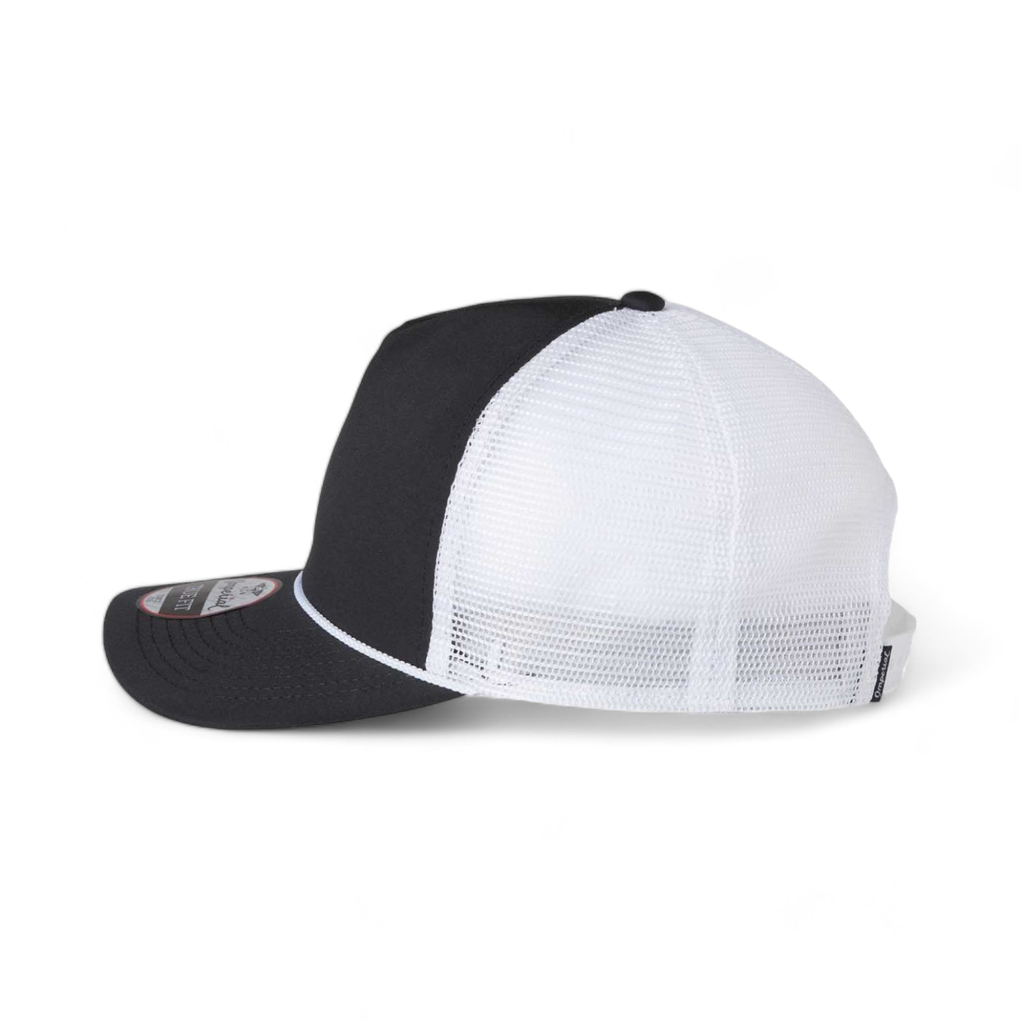 Side view of Imperial 5055 custom hat in black, white and white
