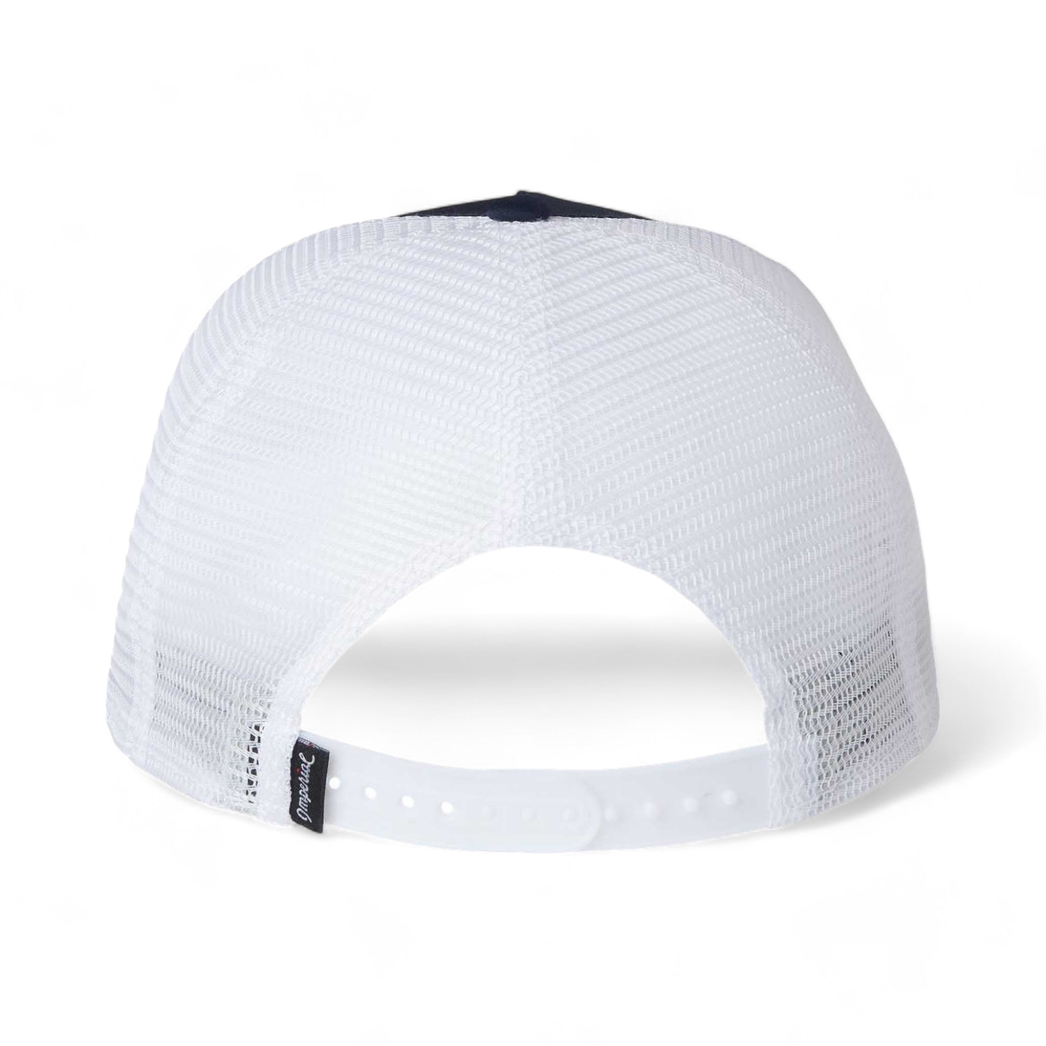 Back view of Imperial 5055 custom hat in navy, white and white
