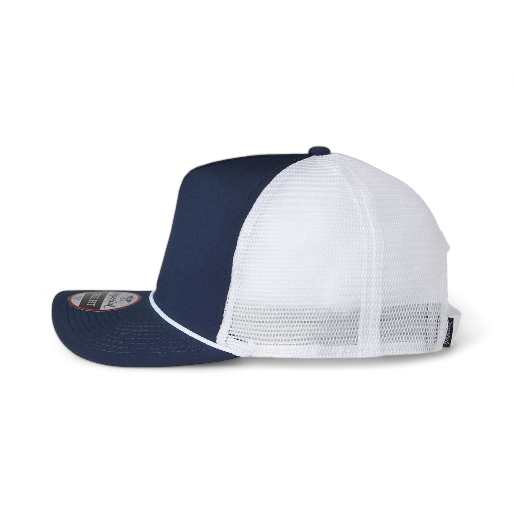 Side view of Imperial 5055 custom hat in navy, white and white