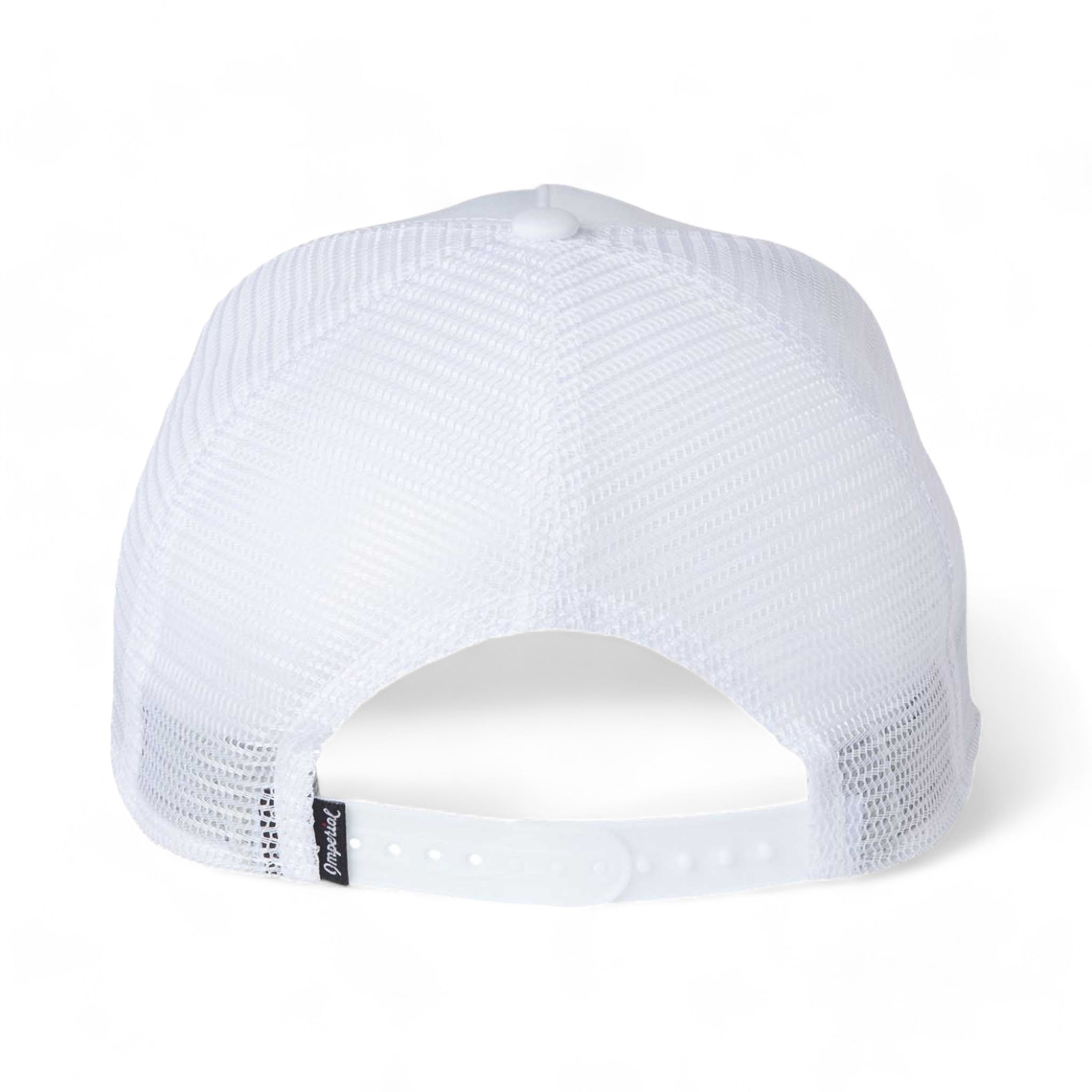 Back view of Imperial 5055 custom hat in white, white and black