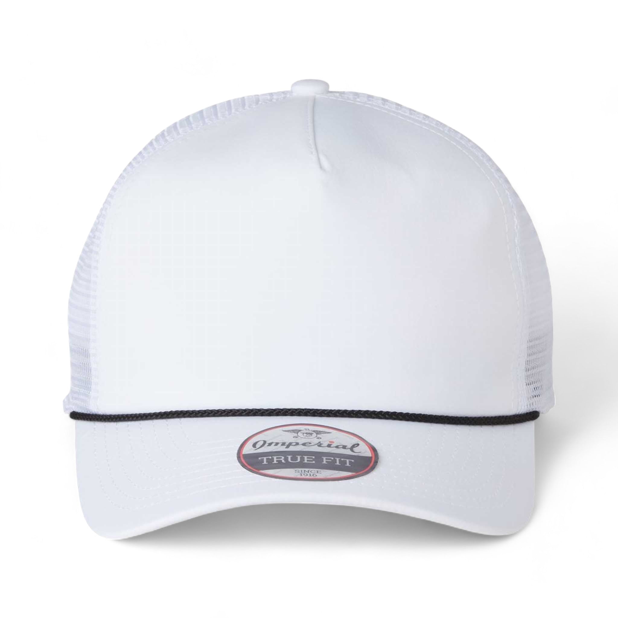 Front view of Imperial 5055 custom hat in white, white and black