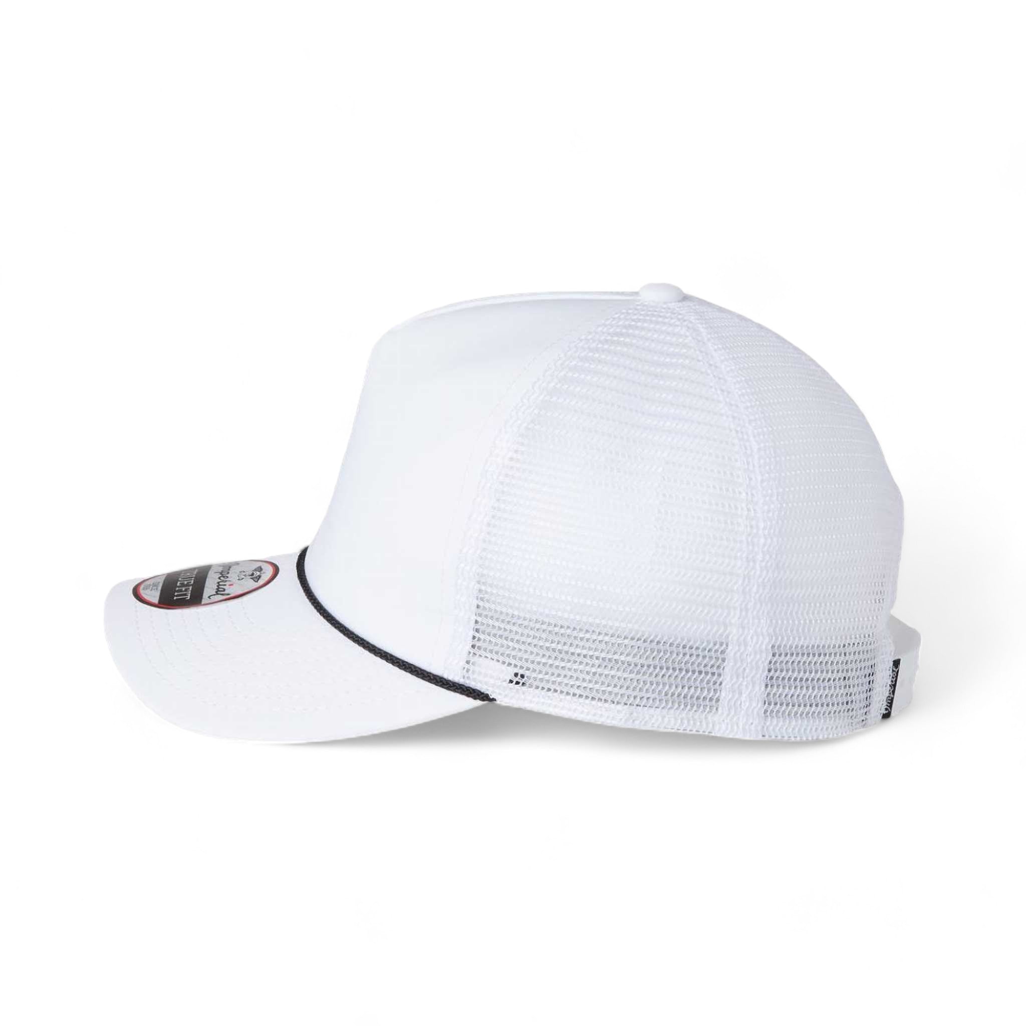 Side view of Imperial 5055 custom hat in white, white and black
