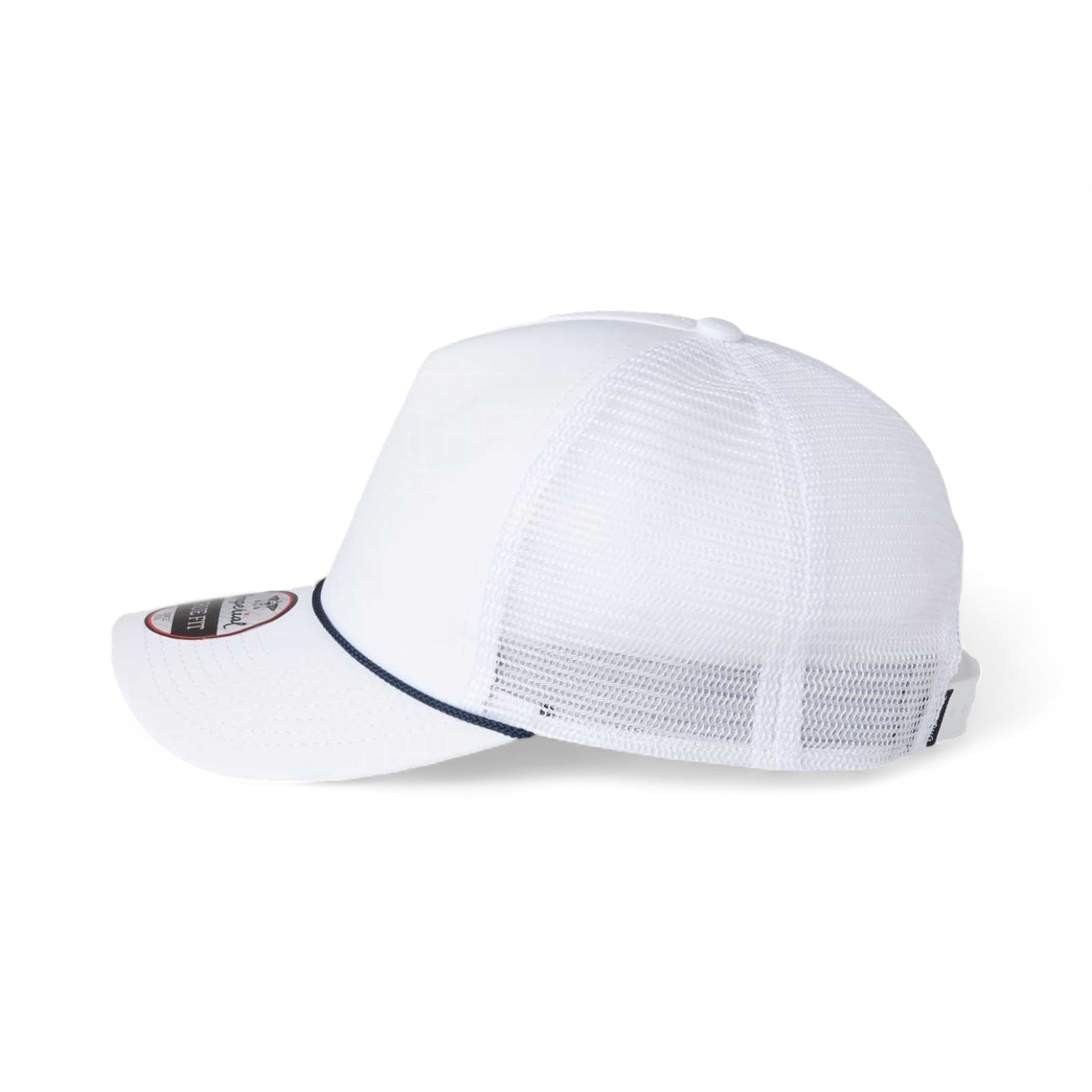 Side view of Imperial 5055 custom hat in white, white and navy