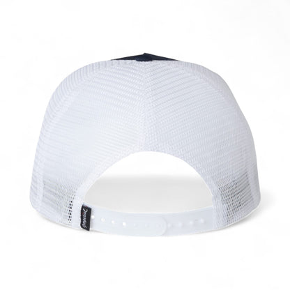 Back view of Imperial 5055 custom hat in navy, white and white