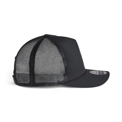 Right side view of Imperial 5055 custom hat in black, black and black