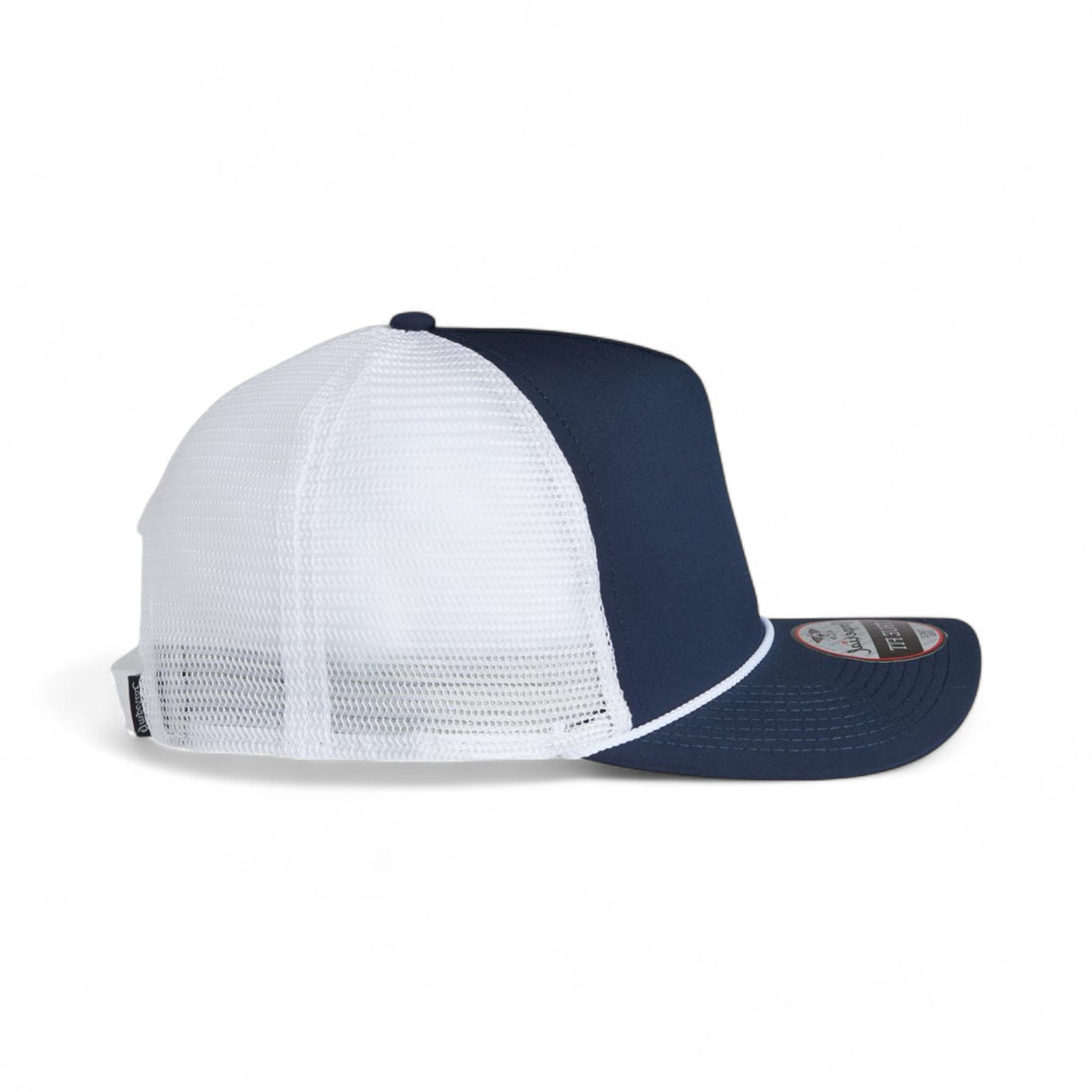 Right side view of Imperial 5055 custom hat in navy, white and white