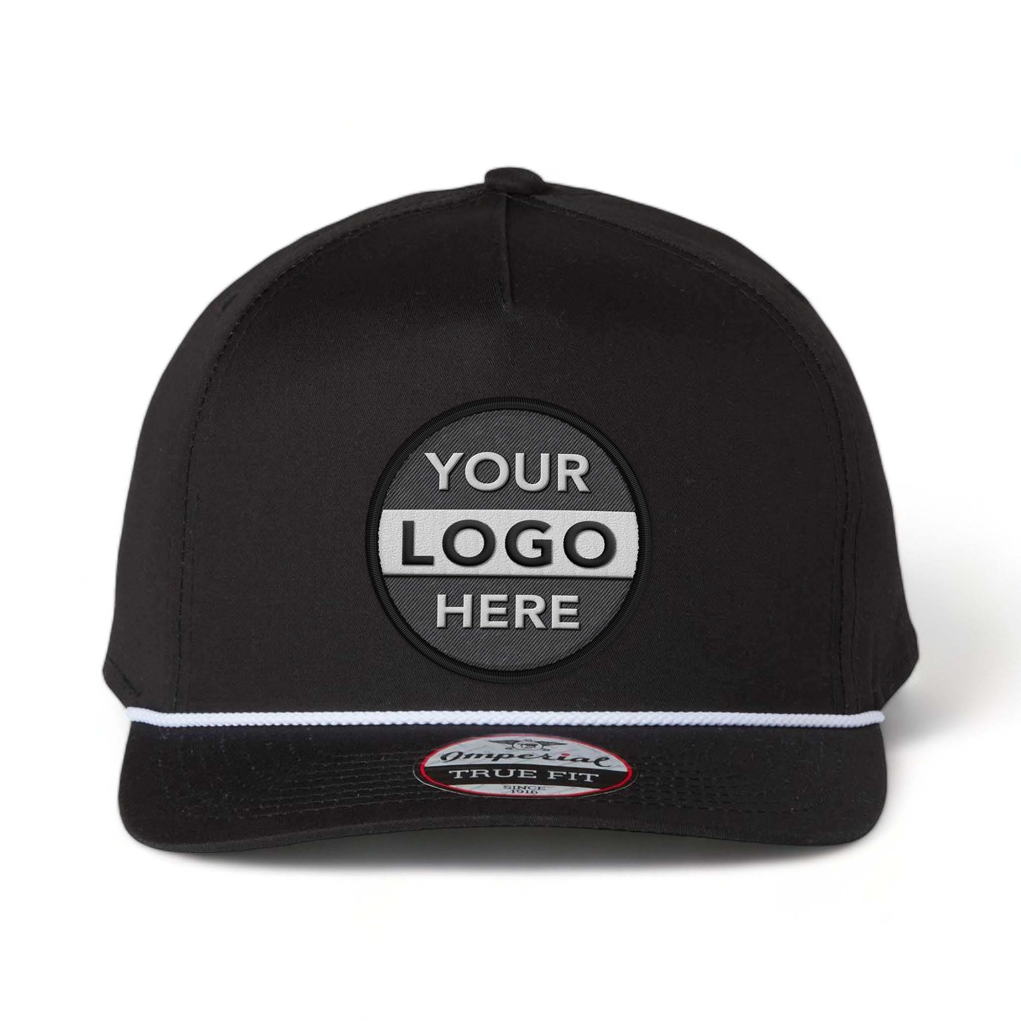 Imperial 5056 custom embroidered patch hat in black and white