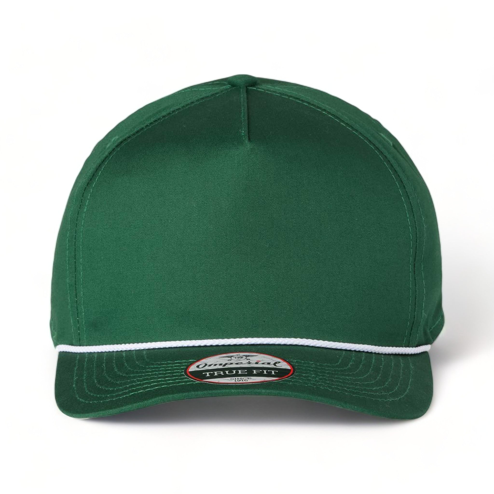 Front view of Imperial 5056 custom hat in forest and white